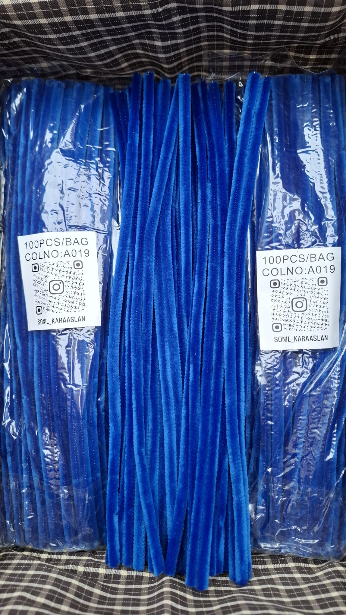 ŞÖNİL 100 LÜ SAX MAVİ RENK KOD A019 30 CM -🛍️ YOĞUN TÜYLÜ HOBİ ÇUBUĞU TEL EL İŞİ 100 LÜ PAKET💐