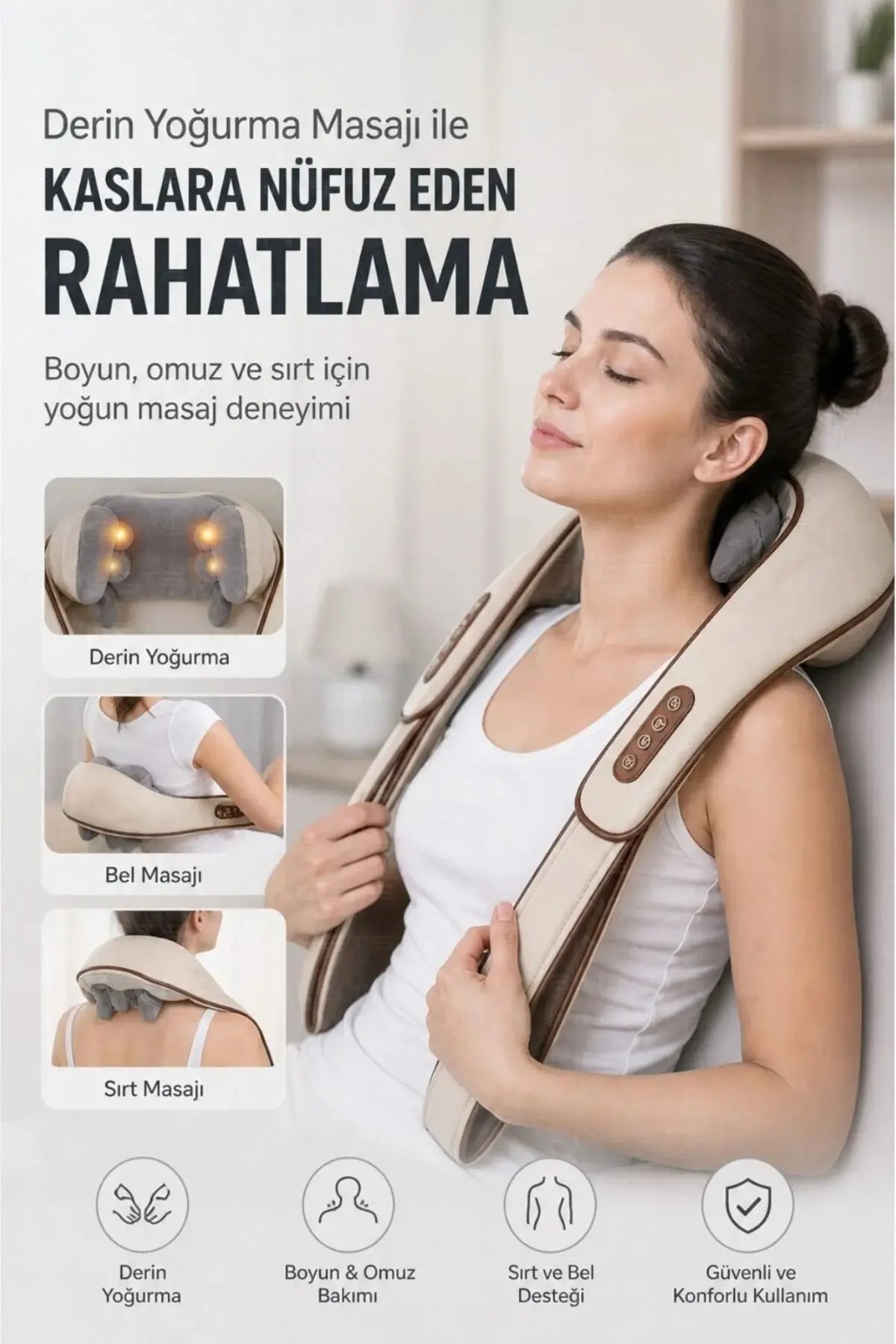 Şarjlı Ovmalı Isıtmalı Boyun Sırtbel Omuz Cihazı Bacak Insan Eli Yoğurma Hissi Veren Masaj Aleti