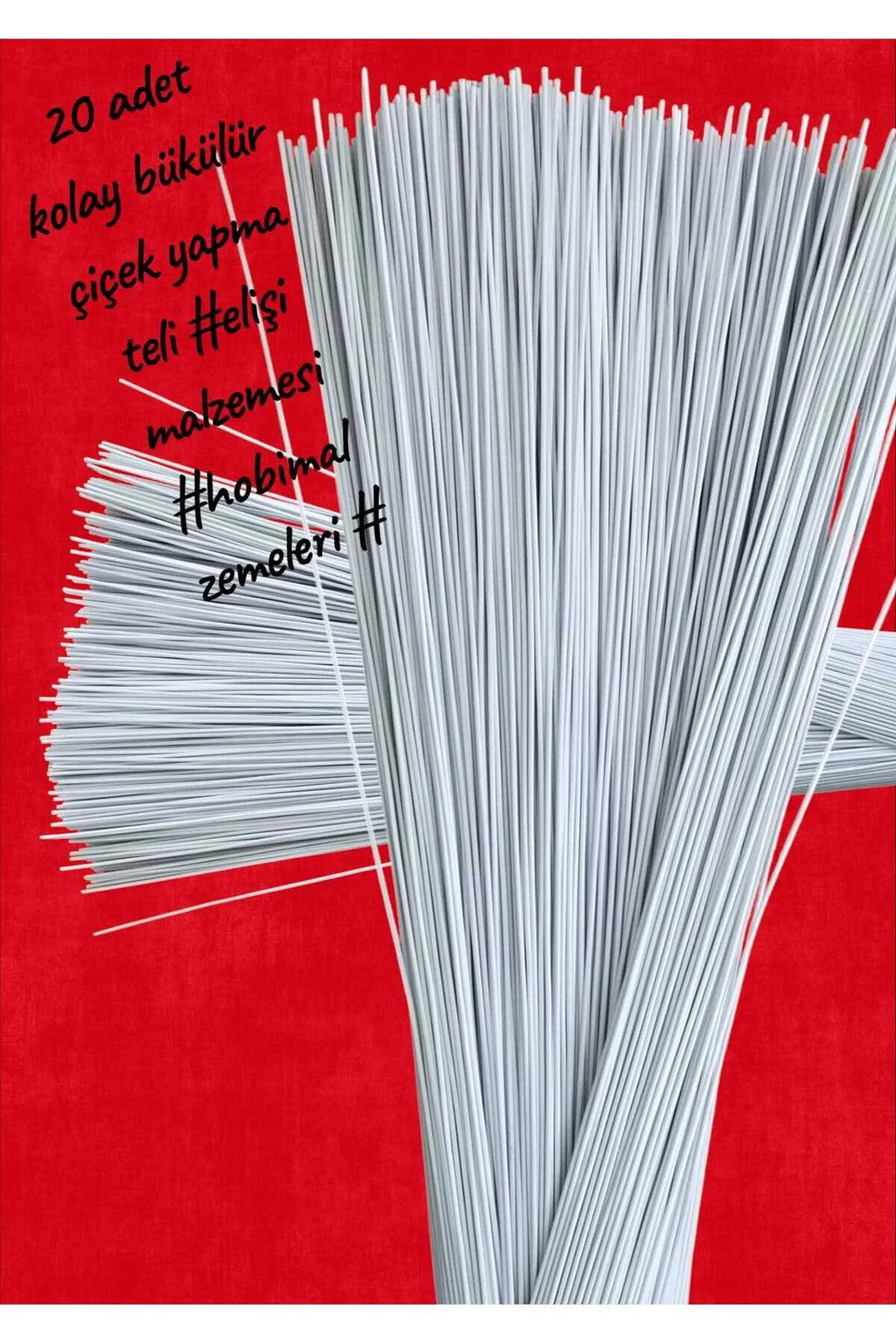 20 Adet BEYAZ Çiçek Teli-30 cm uzunluk 🌼🌸🎁💖 hobi, el sanatları ve çiçekçilik projeleri içindir.