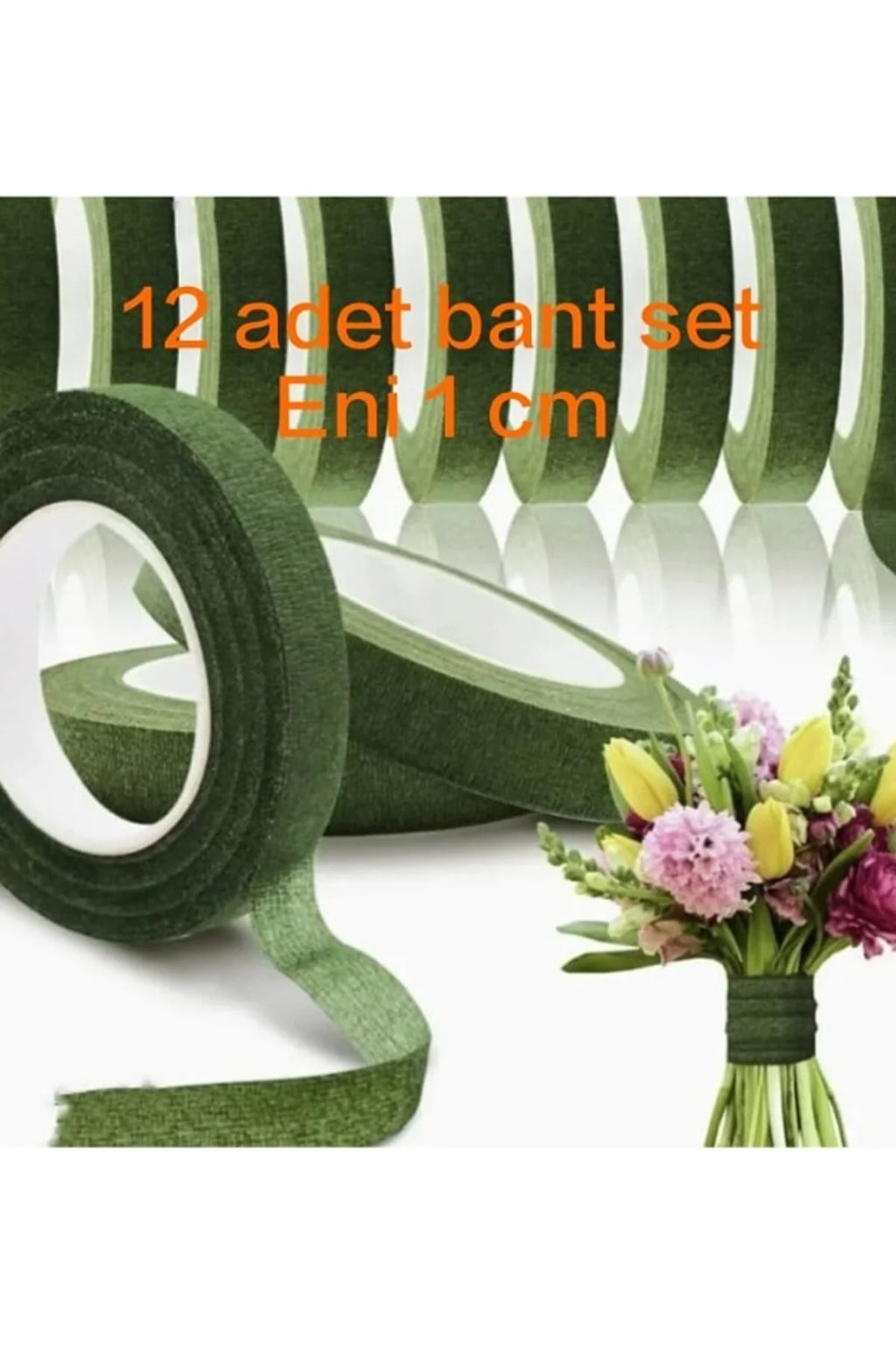 Yeşil Çiçek Bandı 1 paket 12 adet , buket yapım, yapay çiçek, kuru çiçek, Süsleme