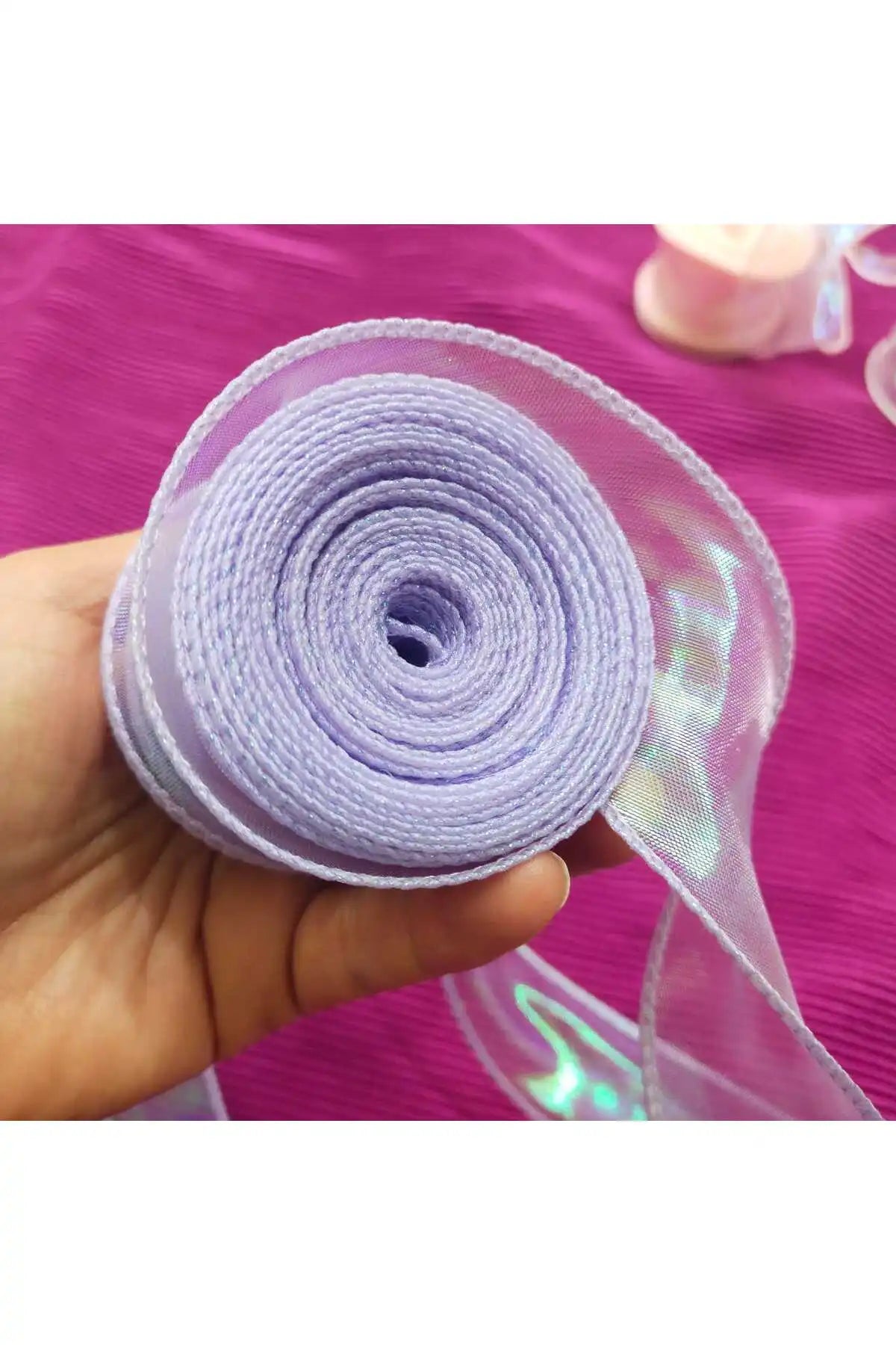 9 m Organze Kurdela – Hediye Paketlemelerin -Çiçek yapımı-hobi işleriniz -DIY-Lila-Mor