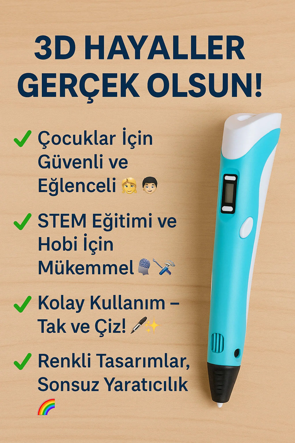 “3d Printing Pen”3d Pen Baskı Kalemi Yazıcı ✏️printer 3 Renk Filament Mutkin-
