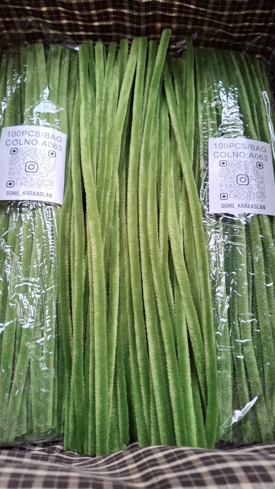 30 cm A063 YEŞİL KOD ŞÖNİL -🛍️ TÜYLÜ HOBİ ÇUBUĞU 100 LÜ PAKET💐