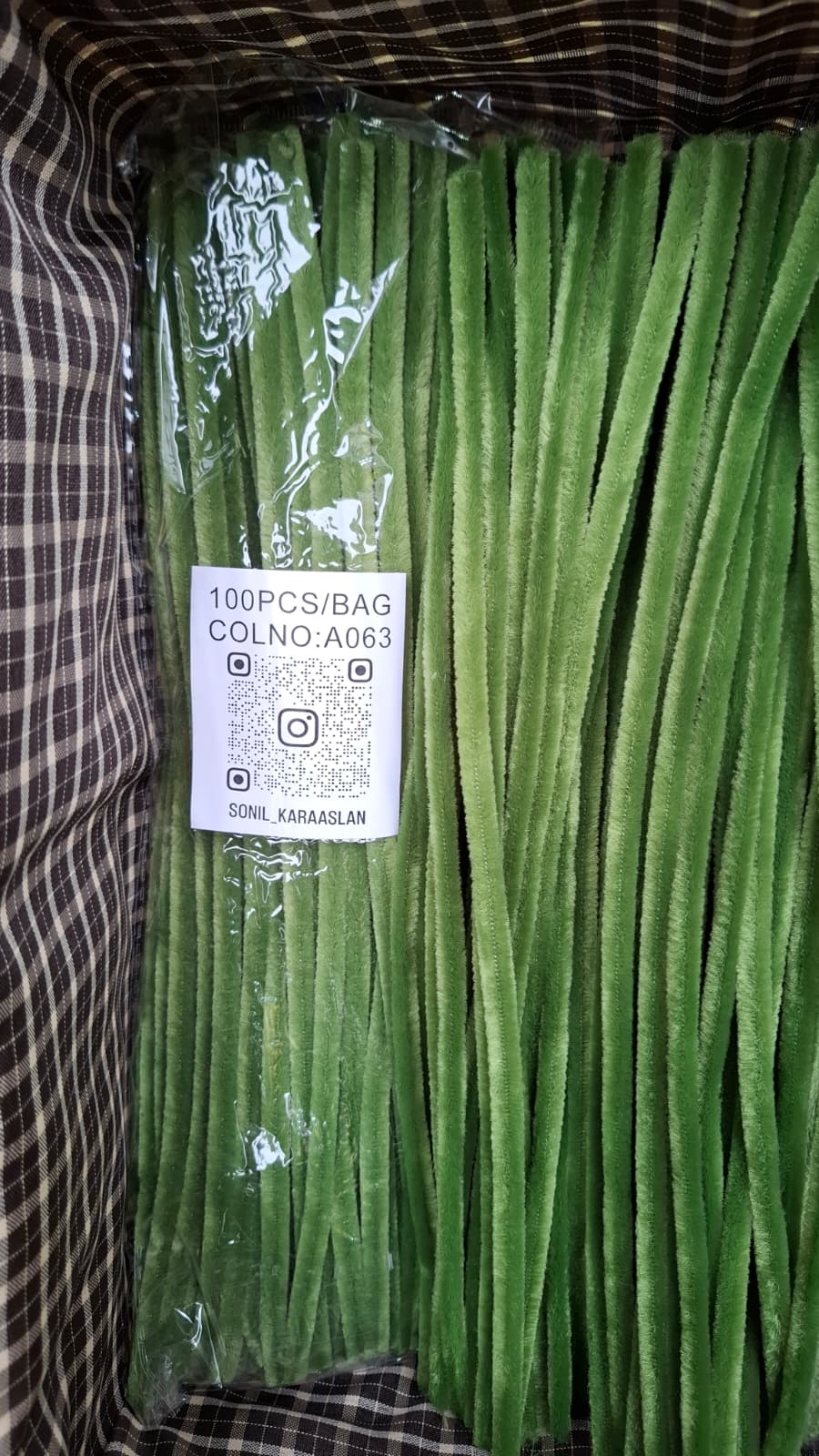 30 cm A063 YEŞİL KOD ŞÖNİL -🛍️ TÜYLÜ HOBİ ÇUBUĞU 100 LÜ PAKET💐