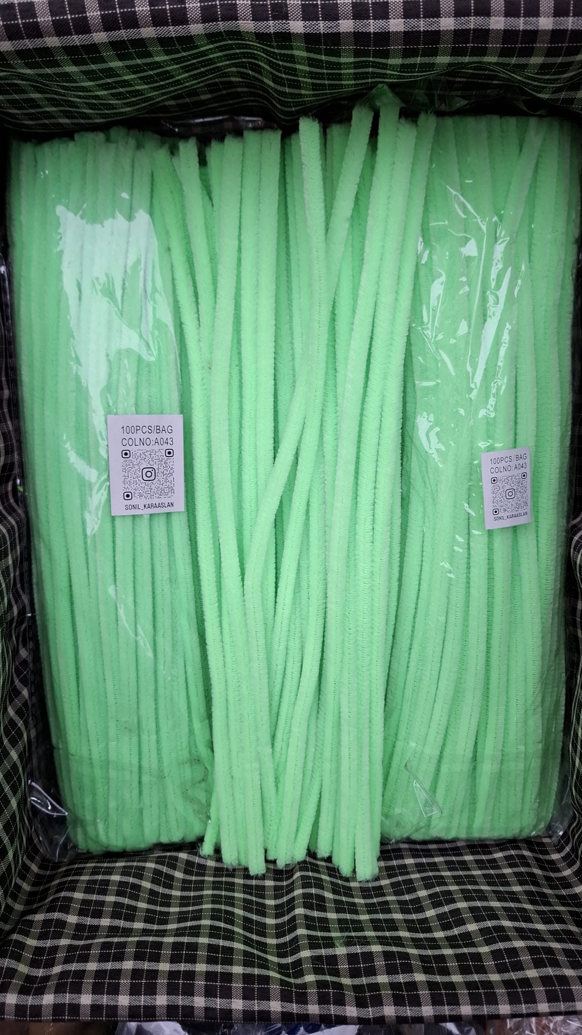 30 cm A043 YEŞİL KOD ŞÖNİL -🛍️ TÜYLÜ HOBİ ÇUBUĞU 100 LÜ PAKET💐