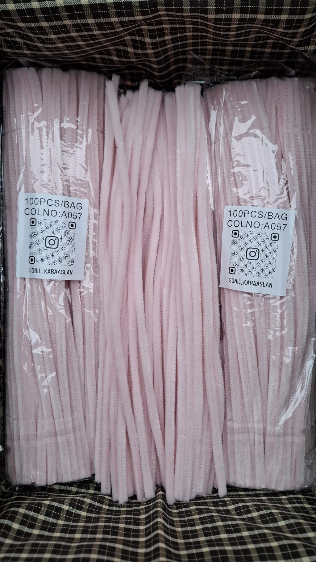 Chenille 30 cm A057 PEMBE ŞÖNİL -🛍️ TÜYLÜ HOBİ ÇUBUĞU 100 LÜ PAKET💐