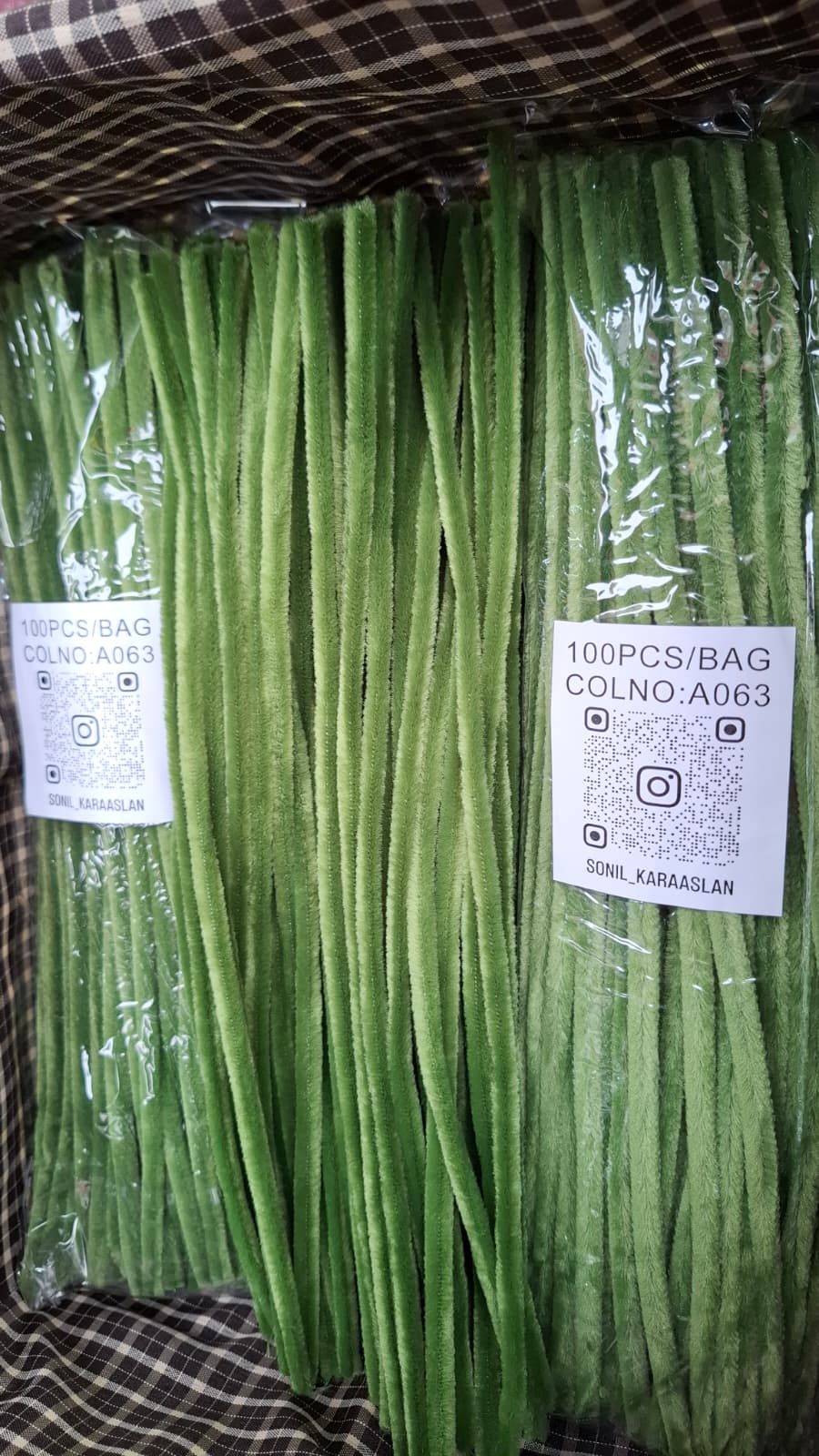 30 cm A063 YEŞİL KOD ŞÖNİL -🛍️ TÜYLÜ HOBİ ÇUBUĞU 100 LÜ PAKET💐