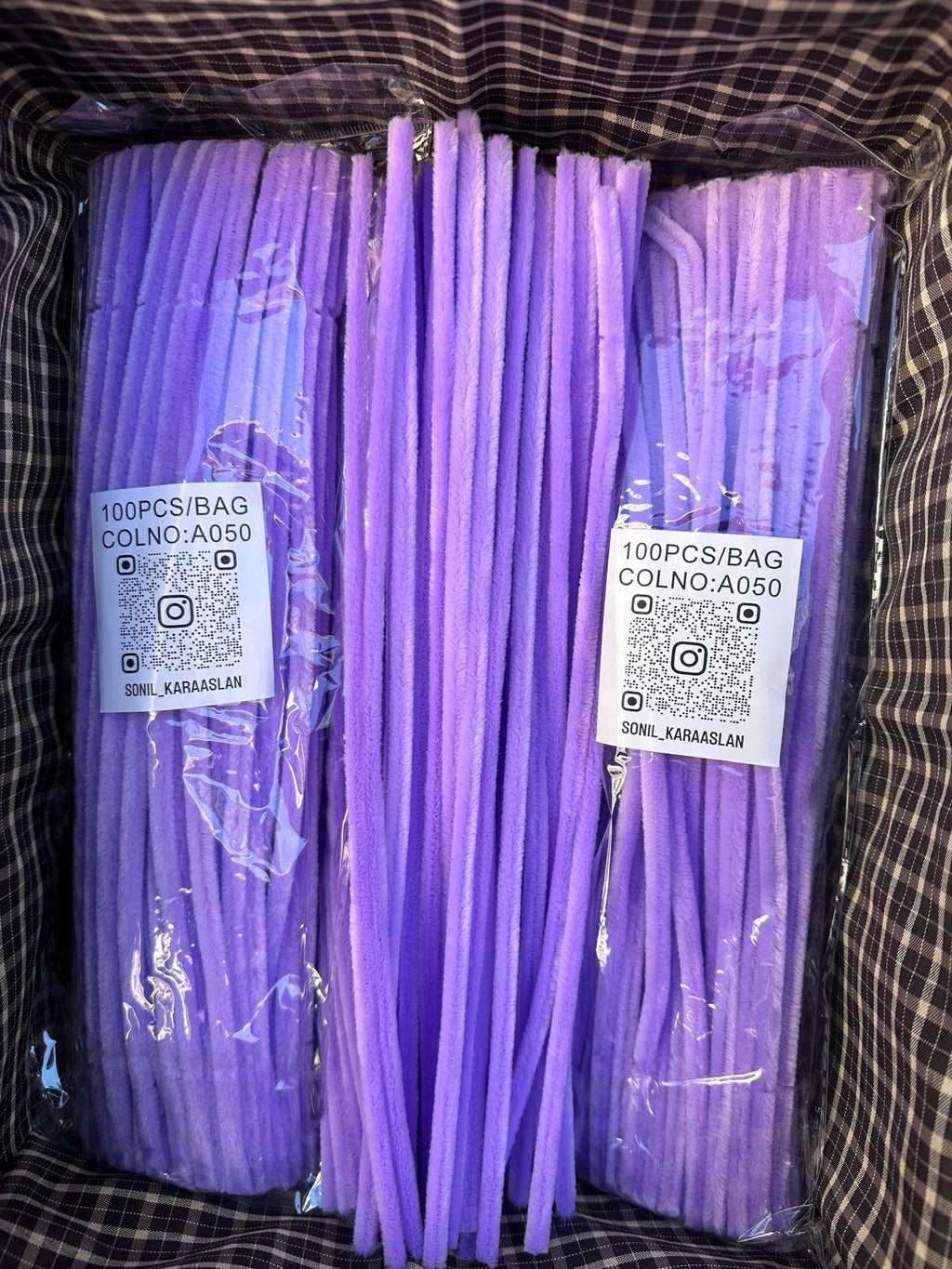 ŞÖNİL 100 LÜ LİLA RENK KOD A050 30 CM -🛍️ YOĞUN TÜYLÜ HOBİ ÇUBUĞU TEL EL İŞİ 100 LÜ PAKET💐