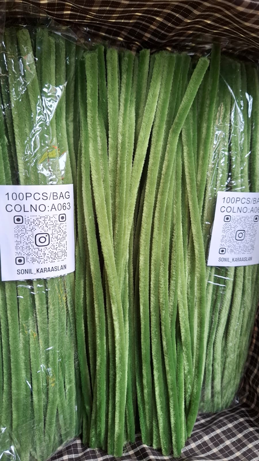 30 cm A063 YEŞİL KOD ŞÖNİL -🛍️ TÜYLÜ HOBİ ÇUBUĞU 100 LÜ PAKET💐