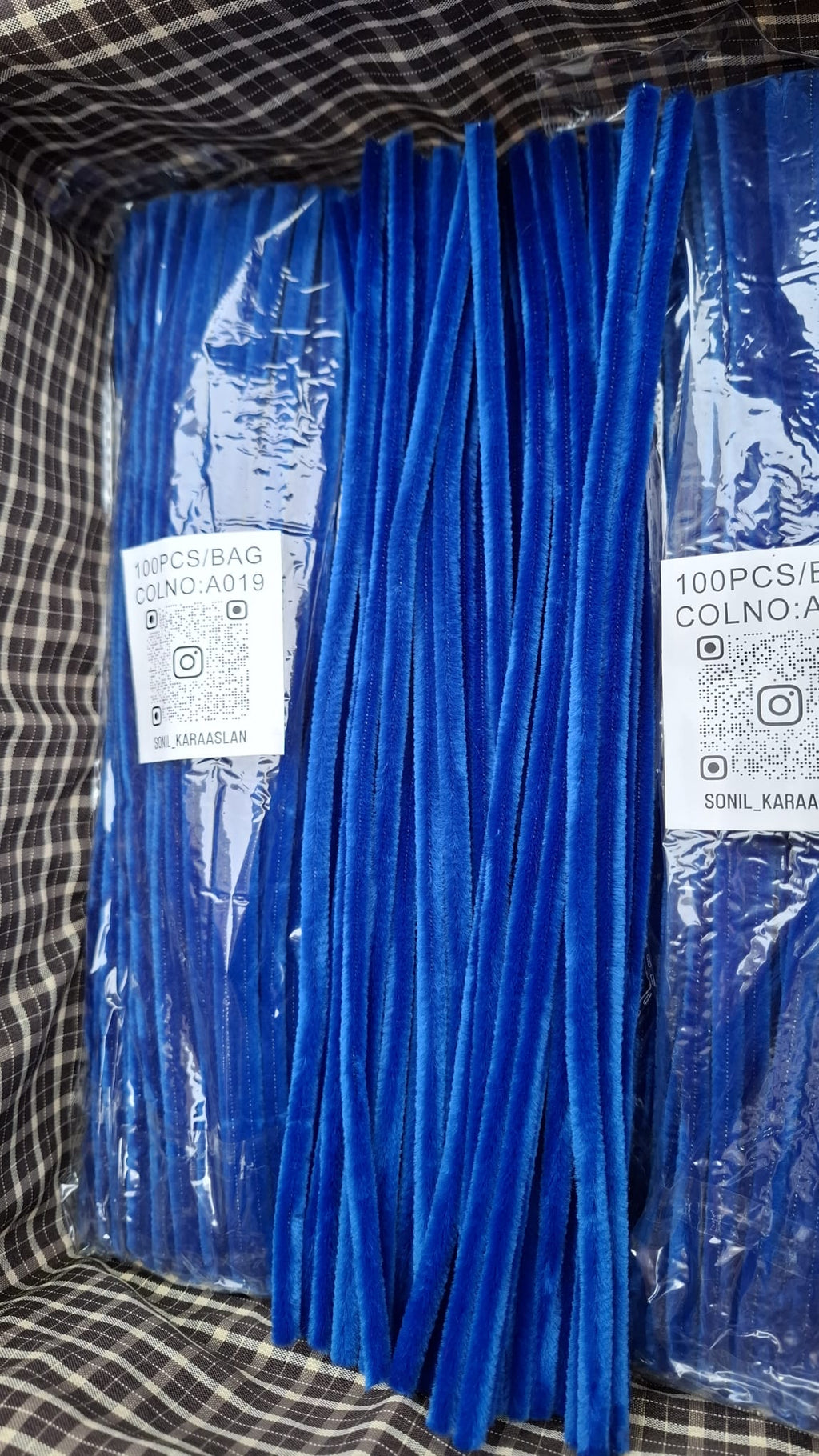 ŞÖNİL 100 LÜ SAX MAVİ RENK KOD A019 30 CM -🛍️ YOĞUN TÜYLÜ HOBİ ÇUBUĞU TEL EL İŞİ 100 LÜ PAKET💐