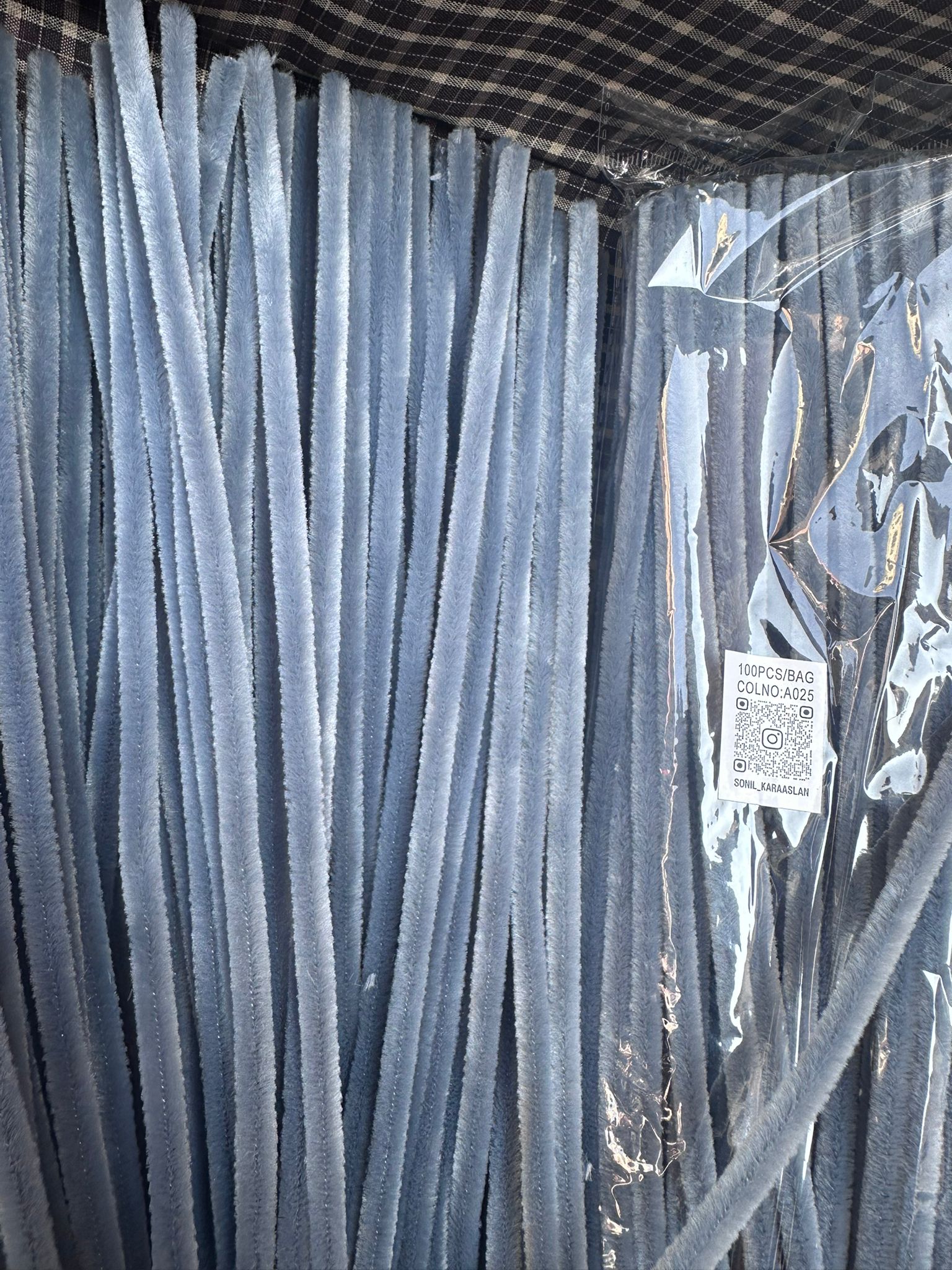 ŞÖNİL 100 LÜ GRİ RENK KOD A025 30 CM -🛍️ YOĞUN TÜYLÜ HOBİ ÇUBUĞU TEL EL İŞİ 100 LÜ PAKET💐