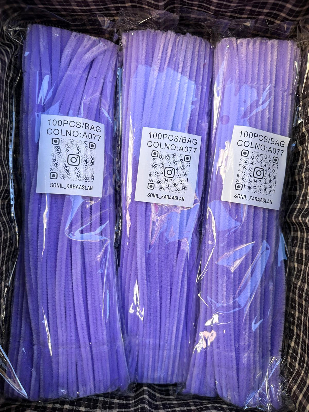 ŞÖNİL 100 LÜ MOR RENK KOD A077 30 CM -🛍️ YOĞUN TÜYLÜ HOBİ ÇUBUĞU TEL EL İŞİ 100 LÜ PAKET💐