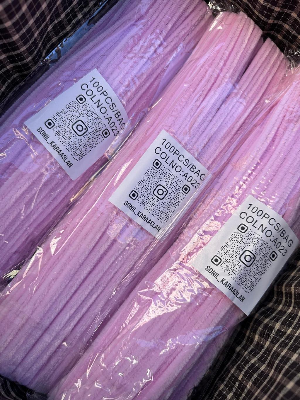 ŞÖNİL 100 LÜ PEMBE RENK KOD A023 30 CM -🛍️ YOĞUN TÜYLÜ HOBİ ÇUBUĞU TEL EL İŞİ 100 LÜ PAKET💐