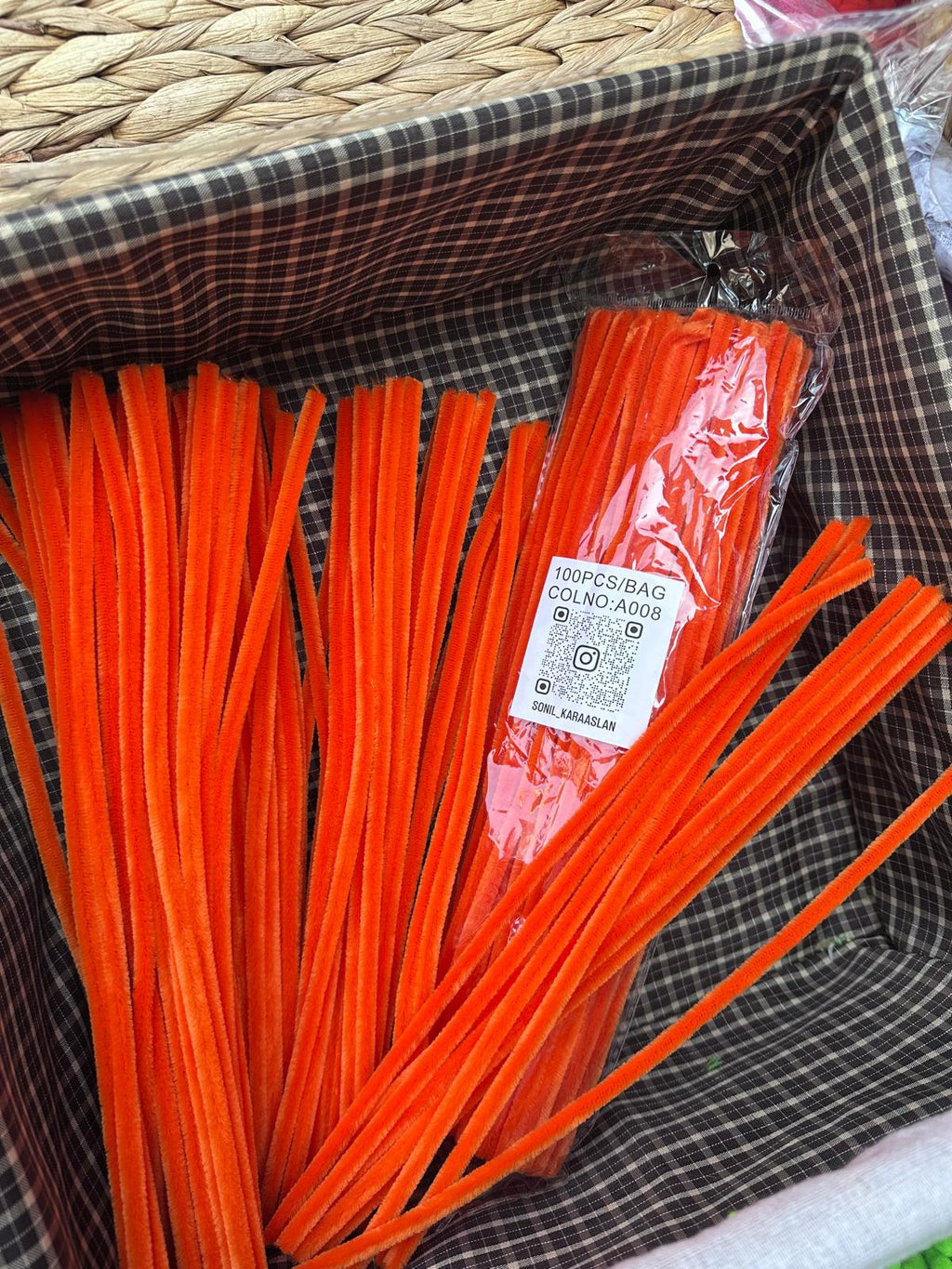 100'lü Turuncu A008 Şönil Çubuk - 30 cm | El İşi, Hobi, Süsleme, Dekorasyon Çicek