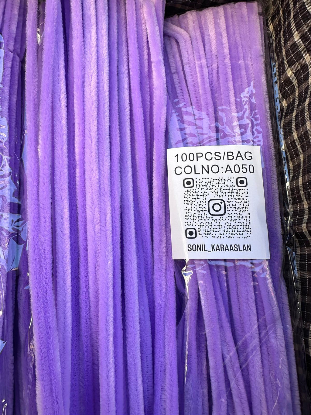 ŞÖNİL 100 LÜ LİLA RENK KOD A050 30 CM -🛍️ YOĞUN TÜYLÜ HOBİ ÇUBUĞU TEL EL İŞİ 100 LÜ PAKET💐