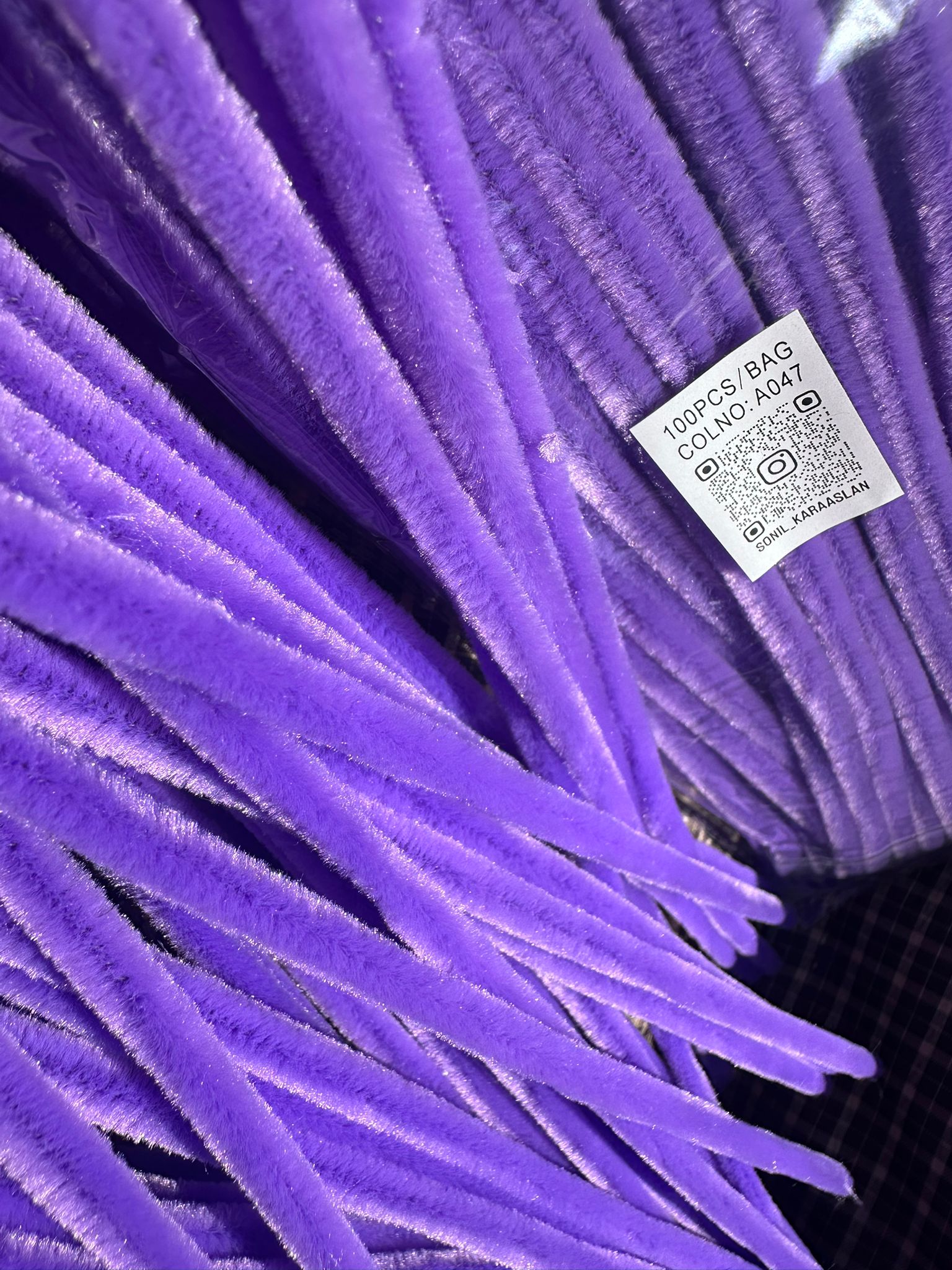 ŞÖNİL 100 LÜ MOR RENK KOD A047 30 CM -🛍️ YOĞUN TÜYLÜ HOBİ ÇUBUĞU TEL EL İŞİ 100 LÜ PAKET💐