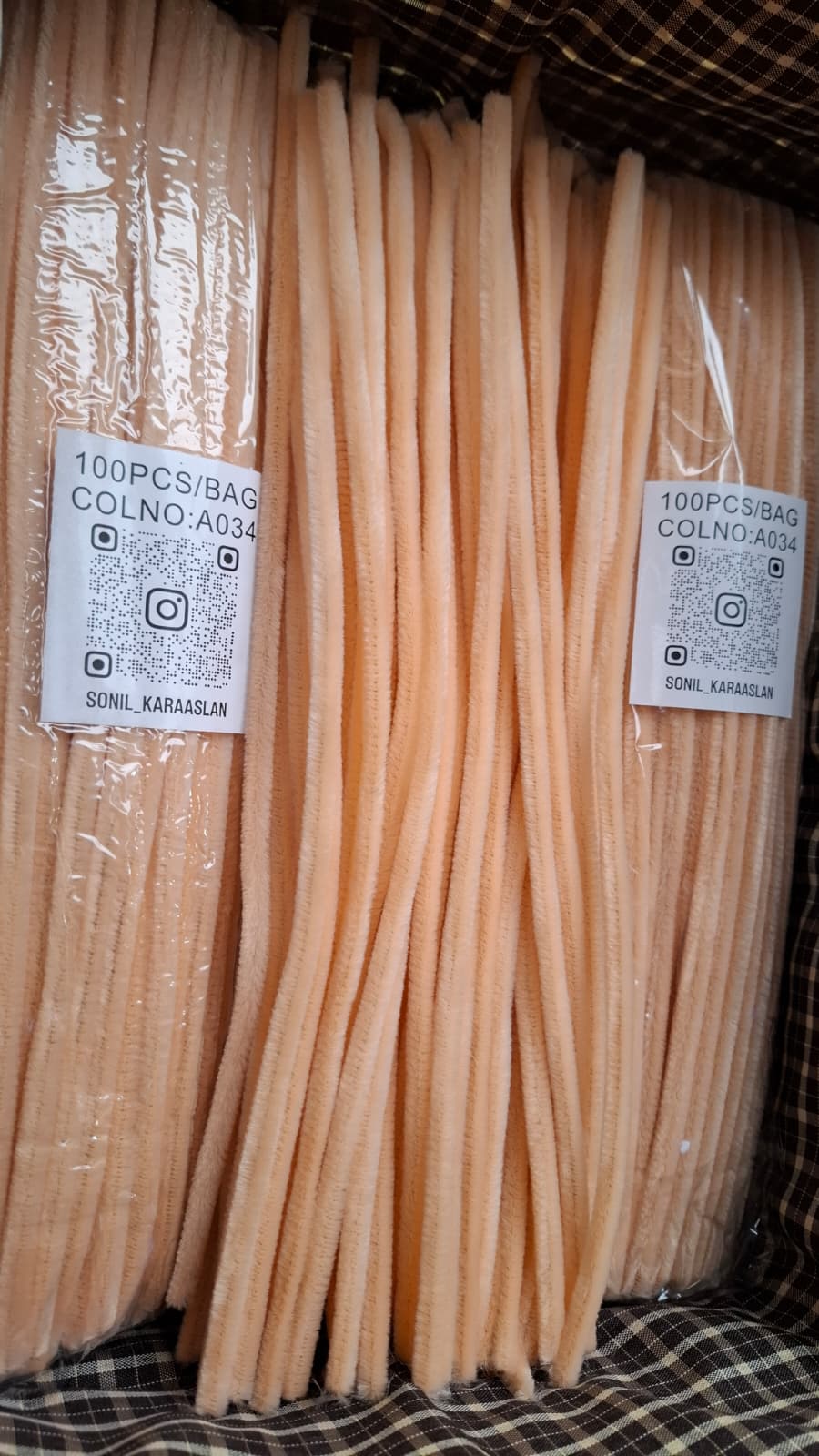 ŞÖNİL 100 LÜ SOMON RENK KOD A034 30 CM -🛍️ YOĞUN TÜYLÜ HOBİ ÇUBUĞU TEL EL İŞİ 100 LÜ PAKET💐
