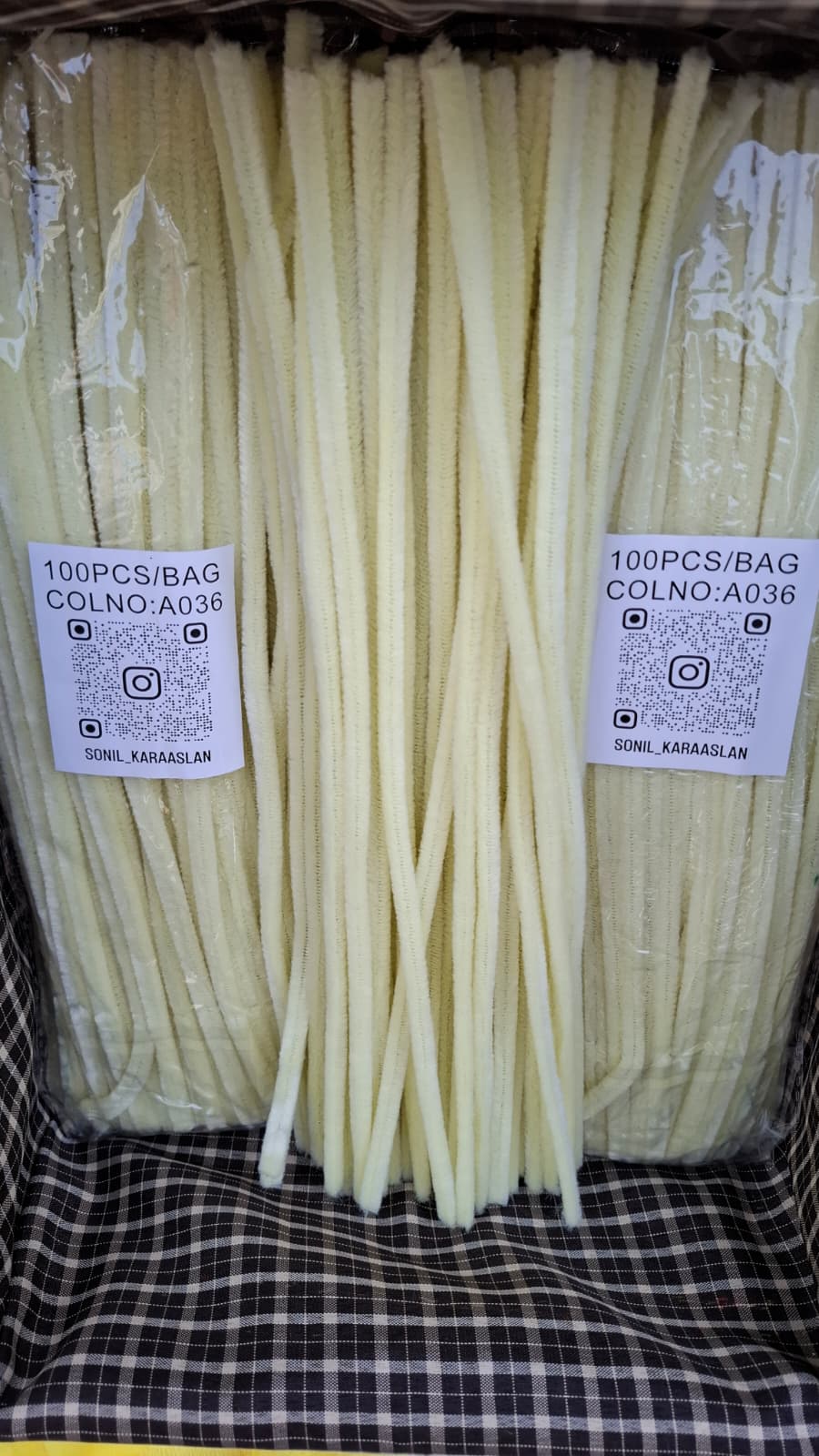 ŞÖNİL 100 LÜ KREM RENK KOD A036 30 CM -🛍️ YOĞUN TÜYLÜ HOBİ ÇUBUĞU TEL EL İŞİ 100 LÜ PAKET💐