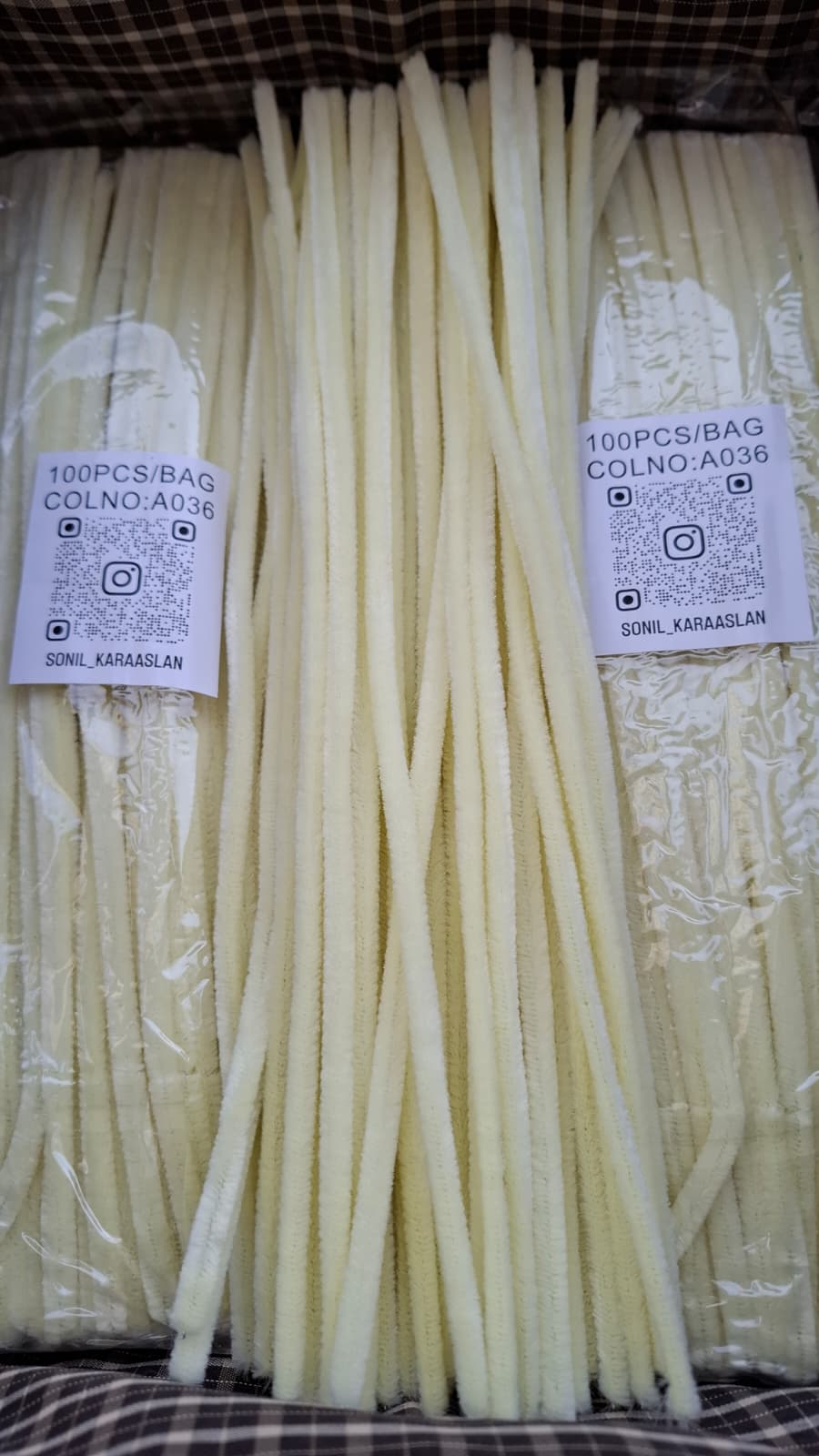ŞÖNİL 100 LÜ KREM RENK KOD A036 30 CM -🛍️ YOĞUN TÜYLÜ HOBİ ÇUBUĞU TEL EL İŞİ 100 LÜ PAKET💐