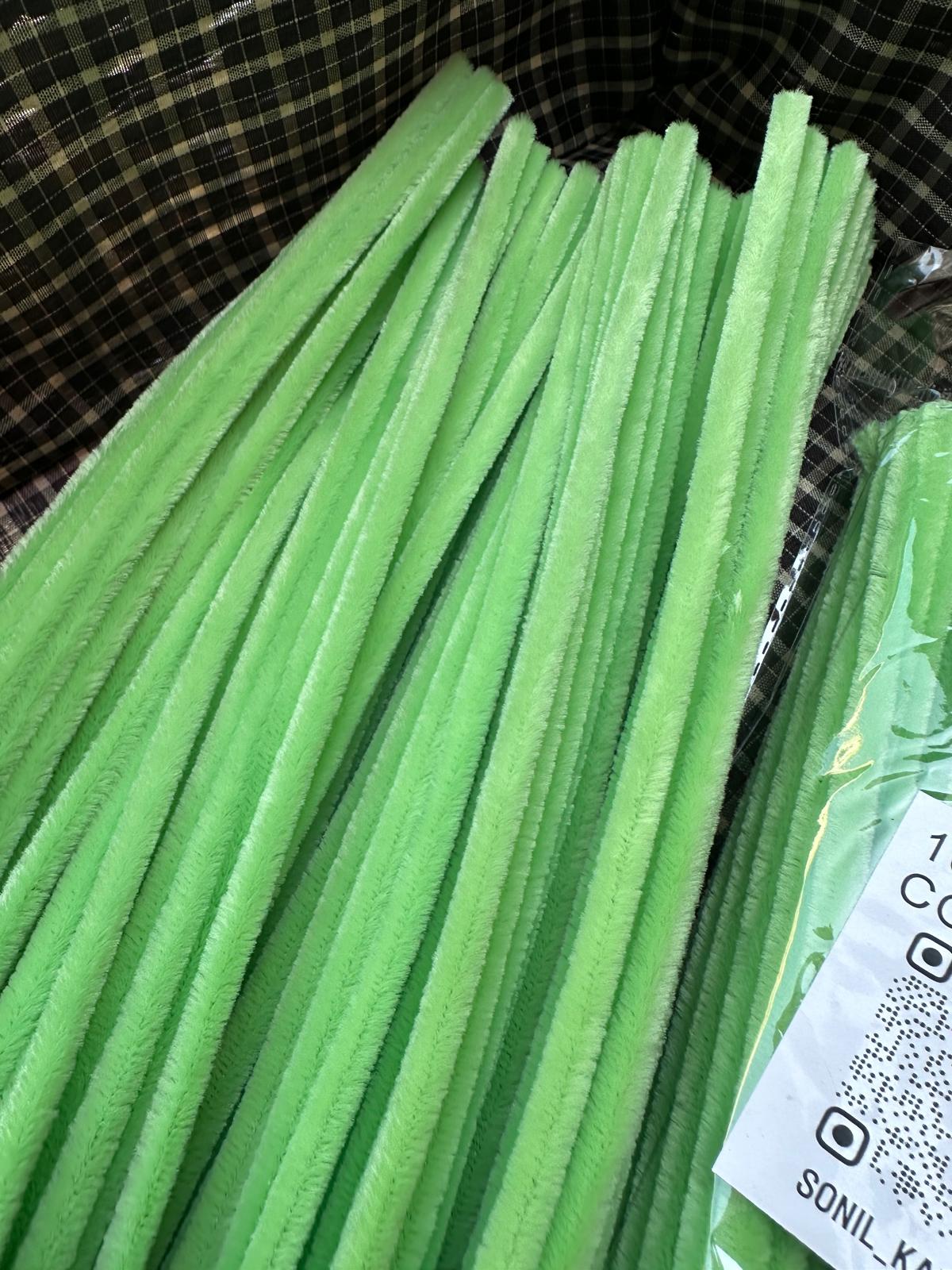 ŞÖNİL 100 LÜ YEŞİL RENK KOD A066 30 CM -🛍️ YOĞUN TÜYLÜ HOBİ ÇUBUĞU TEL EL İŞİ 100 LÜ PAKET💐