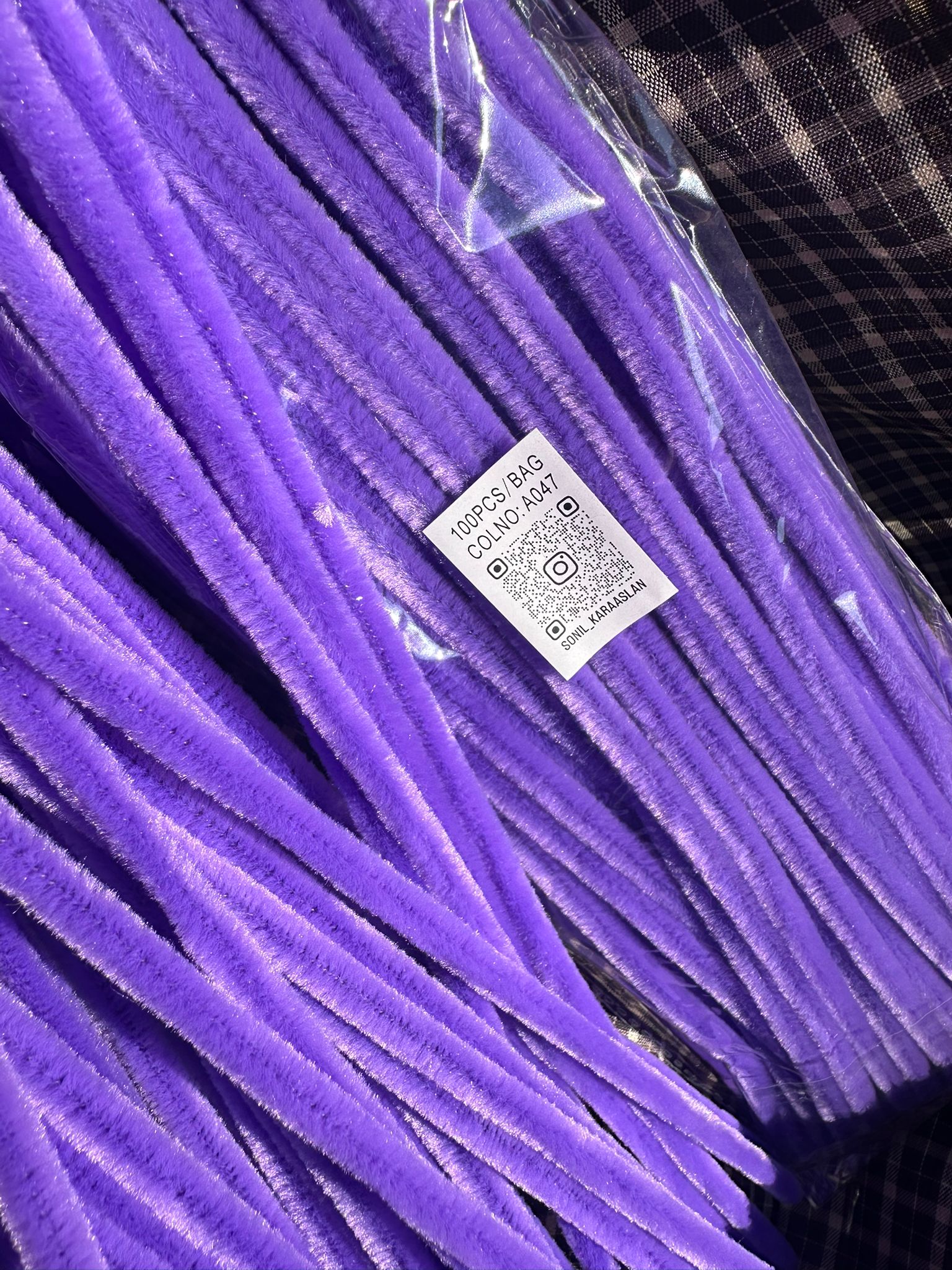 ŞÖNİL 100 LÜ MOR RENK KOD A047 30 CM -🛍️ YOĞUN TÜYLÜ HOBİ ÇUBUĞU TEL EL İŞİ 100 LÜ PAKET💐