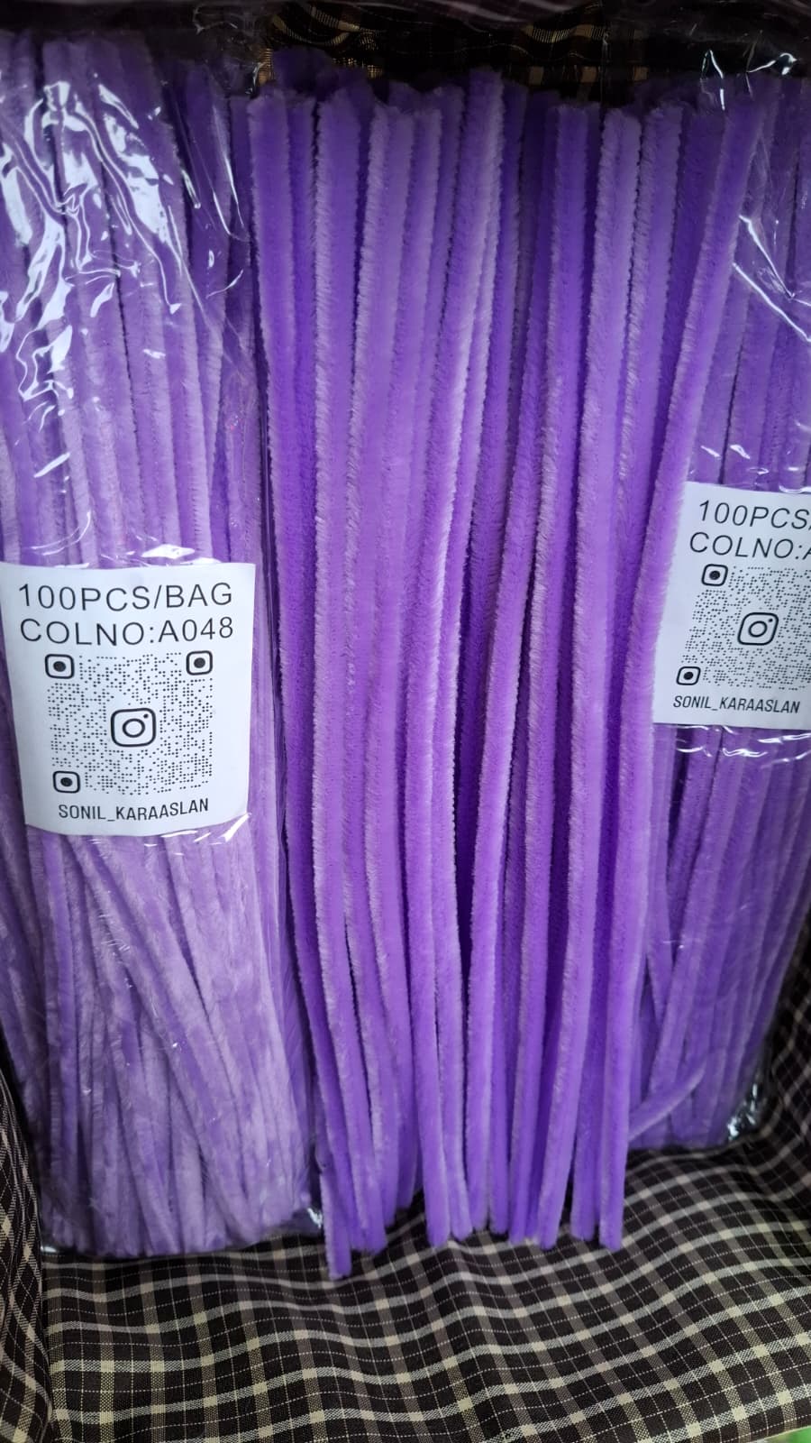 ŞÖNİL 100 LÜ LİLA RENK KOD A048 30 CM -🛍️ YOĞUN TÜYLÜ HOBİ ÇUBUĞU TEL EL İŞİ 100 LÜ PAKET💐
