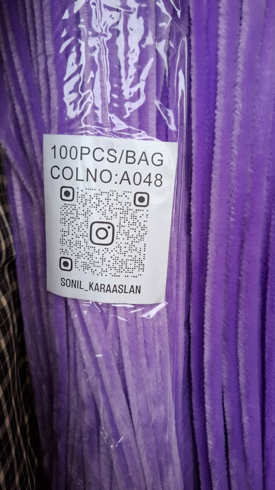 ŞÖNİL 100 LÜ LİLA RENK KOD A048 30 CM -🛍️ YOĞUN TÜYLÜ HOBİ ÇUBUĞU TEL EL İŞİ 100 LÜ PAKET💐