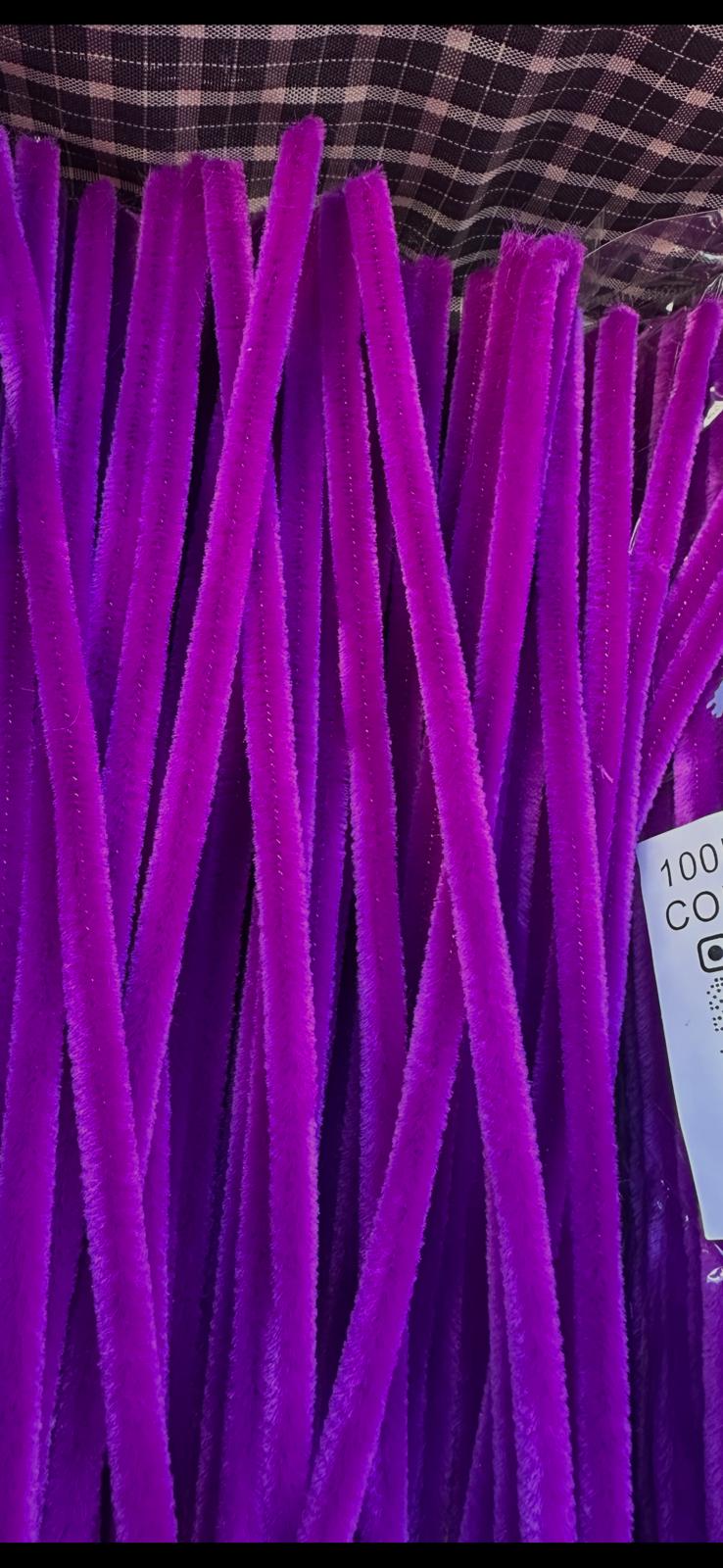 ŞÖNİL 100 LÜ MOR RENK KOD A082 30 CM -🛍️ YOĞUN TÜYLÜ HOBİ ÇUBUĞU TEL EL İŞİ 100 LÜ PAKET💐