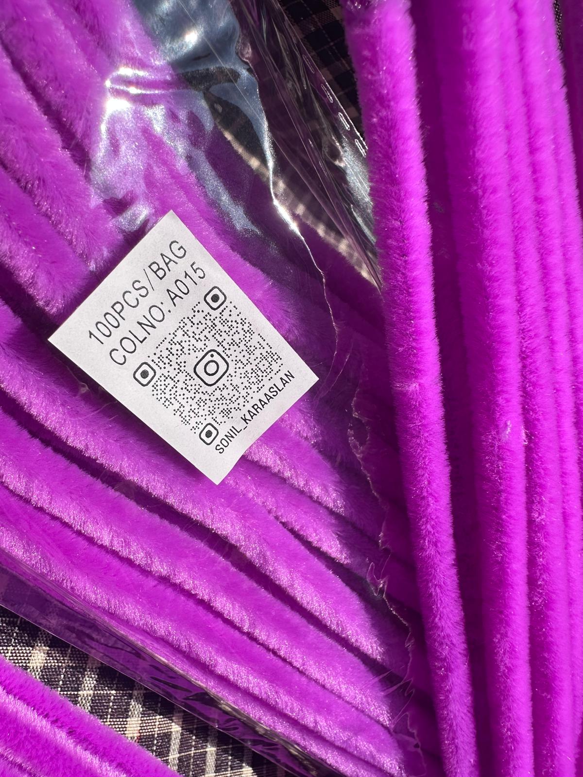 ŞÖNİL 100 LÜ LİLA RENK KOD A015 30 CM -🛍️ YOĞUN TÜYLÜ HOBİ ÇUBUĞU TEL EL İŞİ 100 LÜ PAKET💐