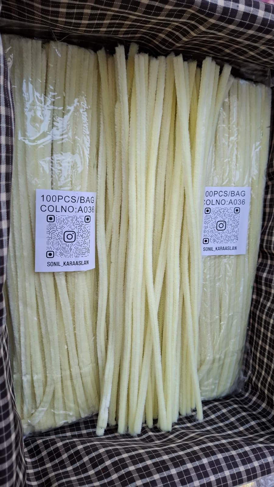 ŞÖNİL 100 LÜ KREM RENK KOD A036 30 CM -🛍️ YOĞUN TÜYLÜ HOBİ ÇUBUĞU TEL EL İŞİ 100 LÜ PAKET💐