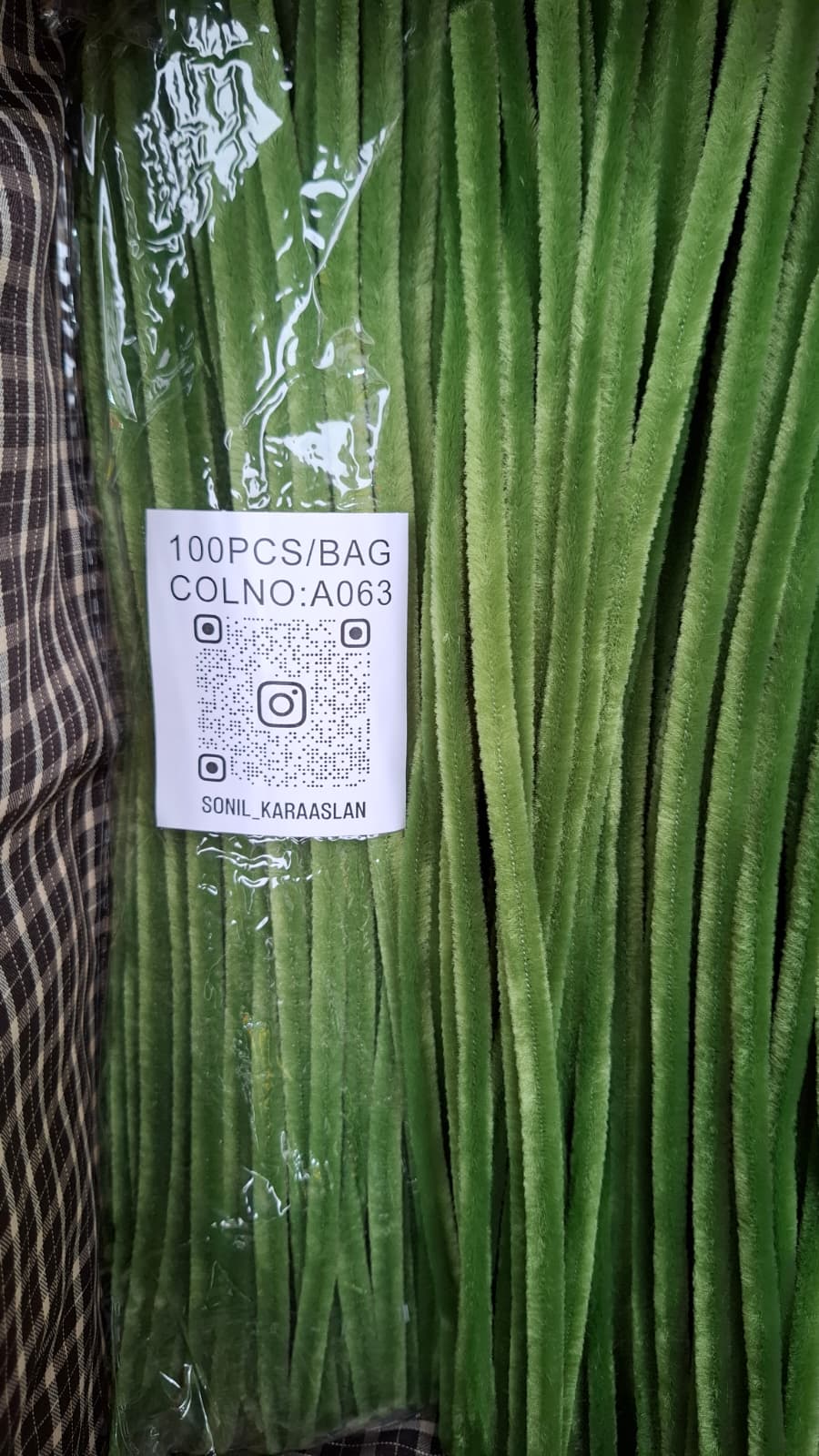 30 cm A063 YEŞİL KOD ŞÖNİL -🛍️ TÜYLÜ HOBİ ÇUBUĞU 100 LÜ PAKET💐