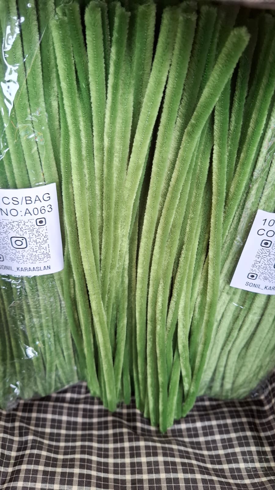 30 cm A063 YEŞİL KOD ŞÖNİL -🛍️ TÜYLÜ HOBİ ÇUBUĞU 100 LÜ PAKET💐