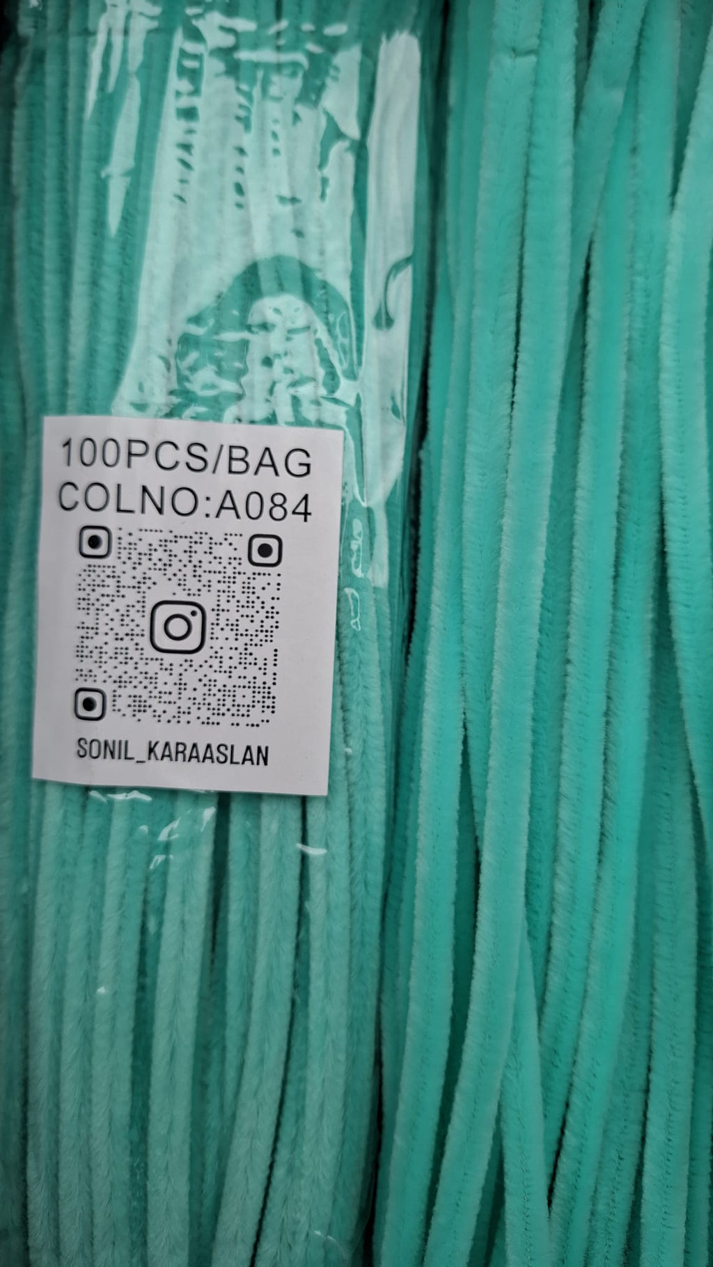 RENK KOD A084 ŞÖNİL 100 LÜ MİNT YEŞİL 30 CM -🛍️ YOĞUN TÜYLÜ HOBİ ÇUBUĞU TEL EL İŞİ 100 LÜ PAKET💐