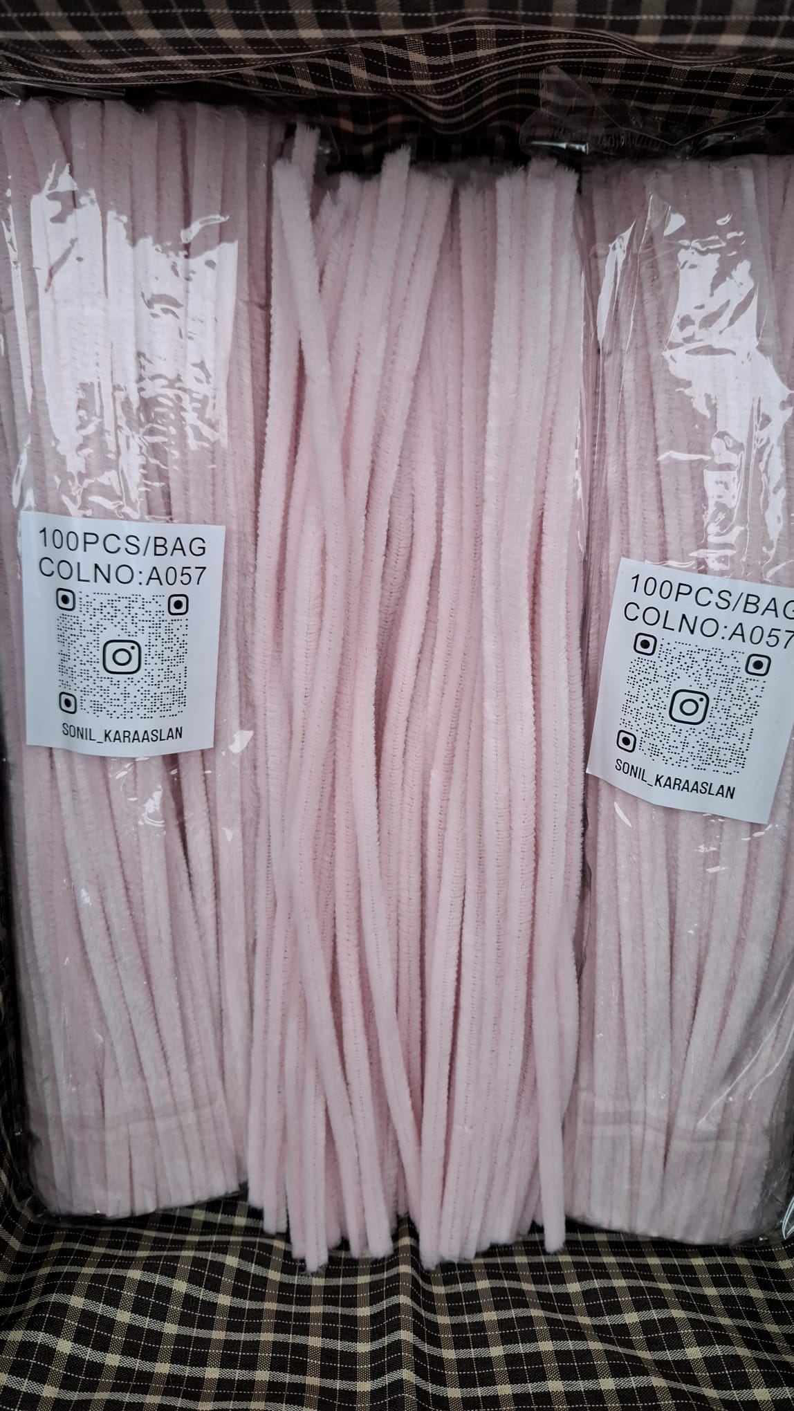 Chenille 30 cm A057 PEMBE ŞÖNİL -🛍️ TÜYLÜ HOBİ ÇUBUĞU 100 LÜ PAKET💐