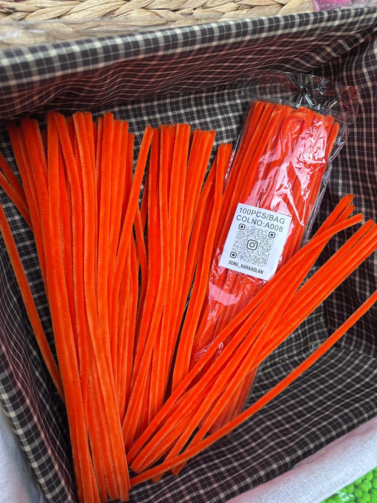 100'lü Turuncu A008 Şönil Çubuk - 30 cm | El İşi, Hobi, Süsleme, Dekorasyon Çicek