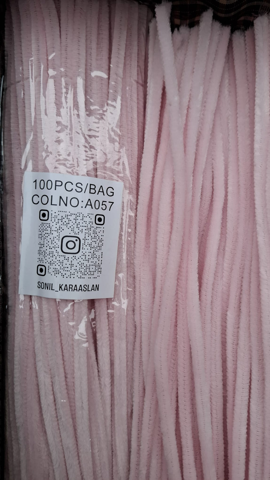 Chenille 30 cm A057 PEMBE ŞÖNİL -🛍️ TÜYLÜ HOBİ ÇUBUĞU 100 LÜ PAKET💐