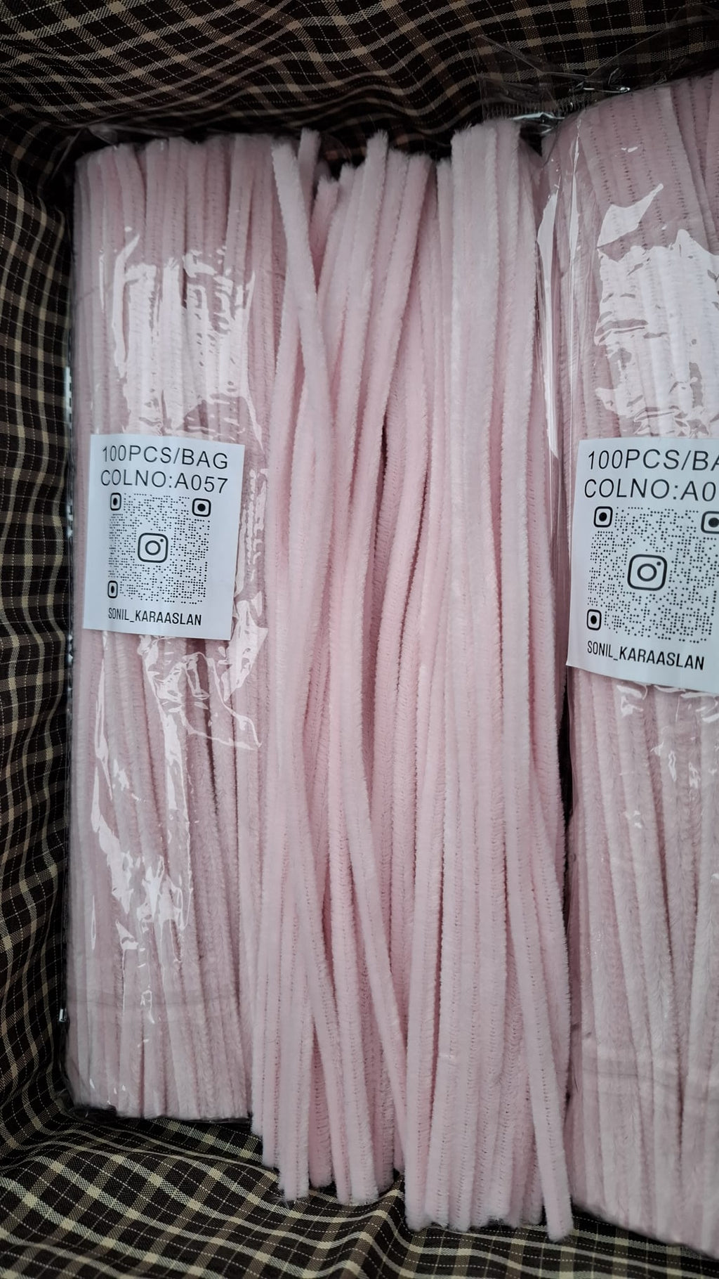 Chenille 30 cm A057 PEMBE ŞÖNİL -🛍️ TÜYLÜ HOBİ ÇUBUĞU 100 LÜ PAKET💐