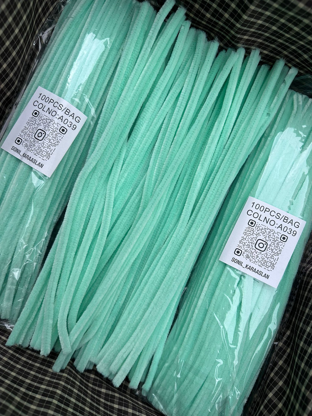 ŞÖNİL 100 LÜ YEŞİL RENK KOD A039 30 CM -🛍️ YOĞUN TÜYLÜ HOBİ ÇUBUĞU TEL EL İŞİ 100 LÜ PAKET💐