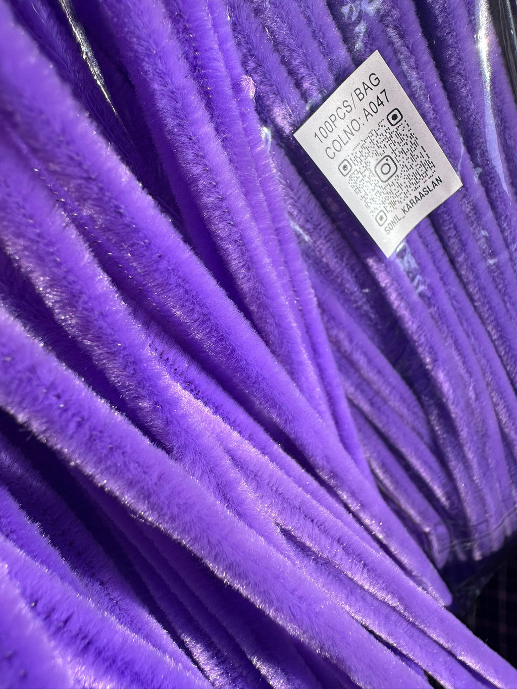 ŞÖNİL 100 LÜ MOR RENK KOD A047 30 CM -🛍️ YOĞUN TÜYLÜ HOBİ ÇUBUĞU TEL EL İŞİ 100 LÜ PAKET💐