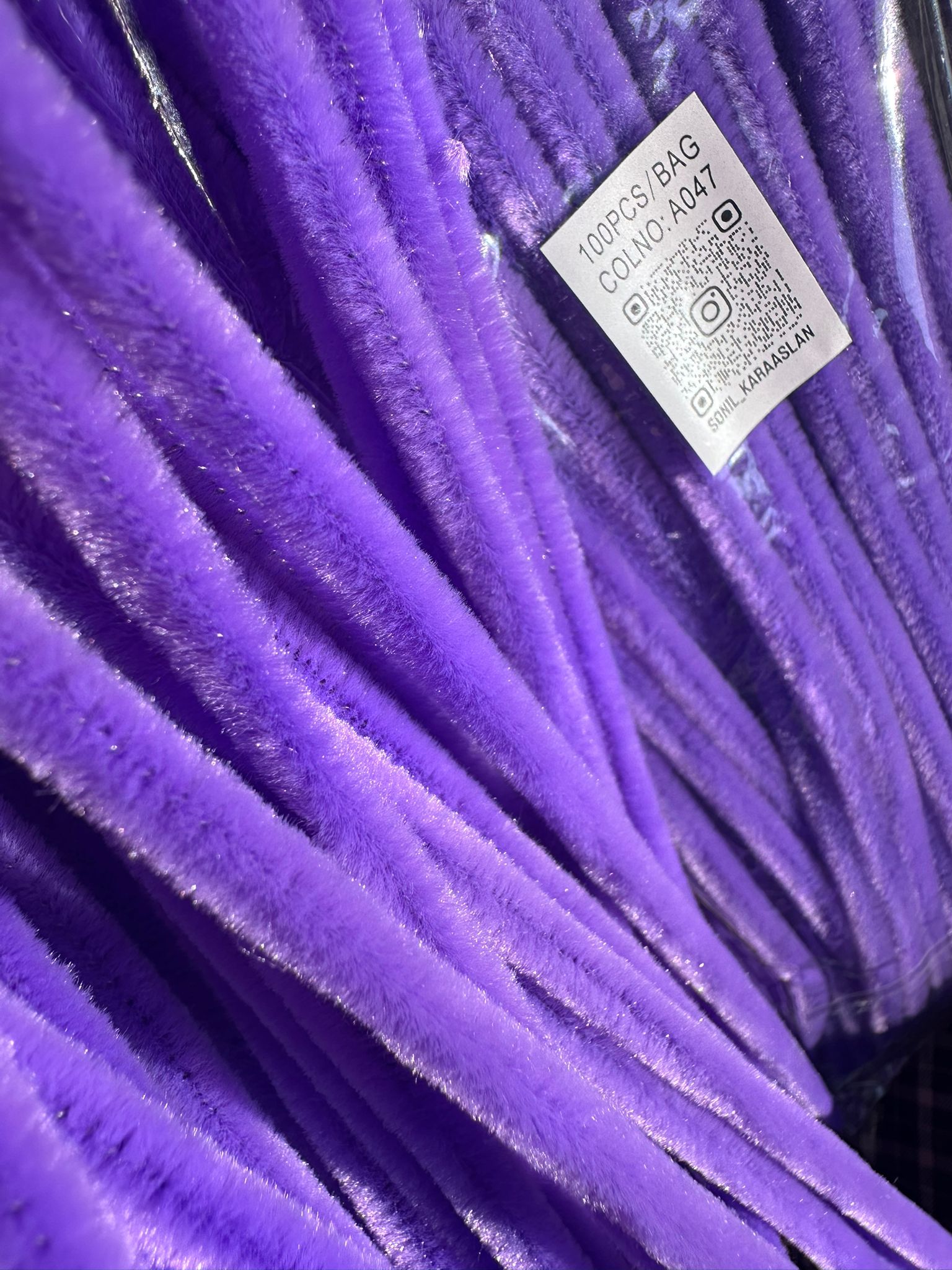 ŞÖNİL 100 LÜ MOR RENK KOD A047 30 CM -🛍️ YOĞUN TÜYLÜ HOBİ ÇUBUĞU TEL EL İŞİ 100 LÜ PAKET💐