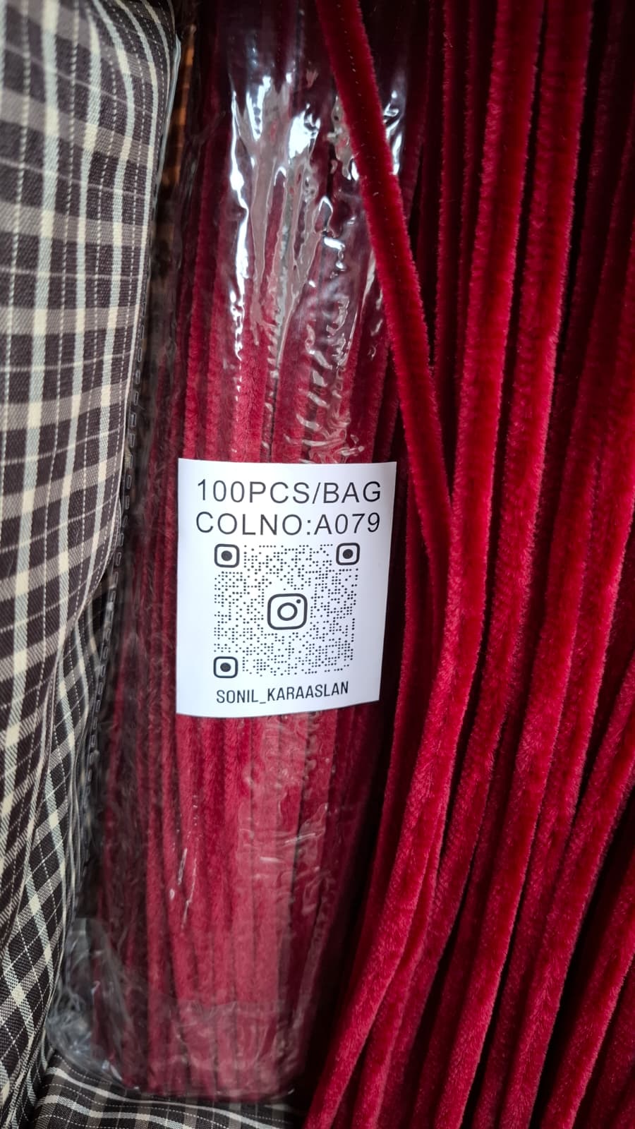 ŞÖNİL 100 LÜ BORDO RENK KOD A079 30 CM -🛍️ YOĞUN TÜYLÜ HOBİ ÇUBUĞU TEL EL İŞİ 100 LÜ PAKET💐
