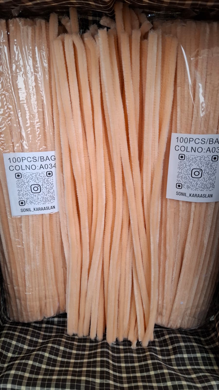 ŞÖNİL 100 LÜ SOMON RENK KOD A034 30 CM -🛍️ YOĞUN TÜYLÜ HOBİ ÇUBUĞU TEL EL İŞİ 100 LÜ PAKET💐