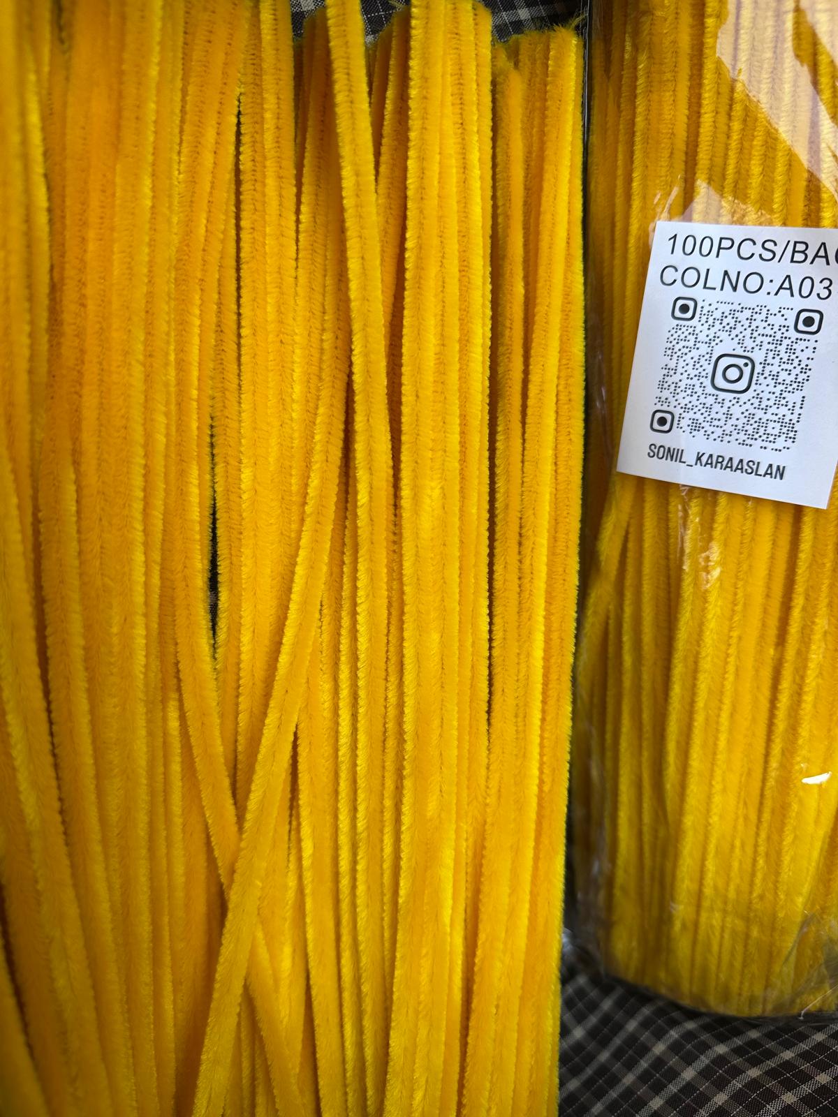 Koyu Sarı Şönil Renk Kod A031 100 Adet“Dekoratif Şönil Çiçek – Doğum Günü / Kına