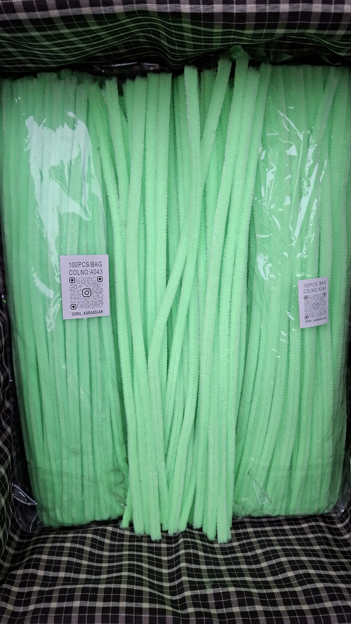 30 cm A043 YEŞİL KOD ŞÖNİL -🛍️ TÜYLÜ HOBİ ÇUBUĞU 100 LÜ PAKET💐