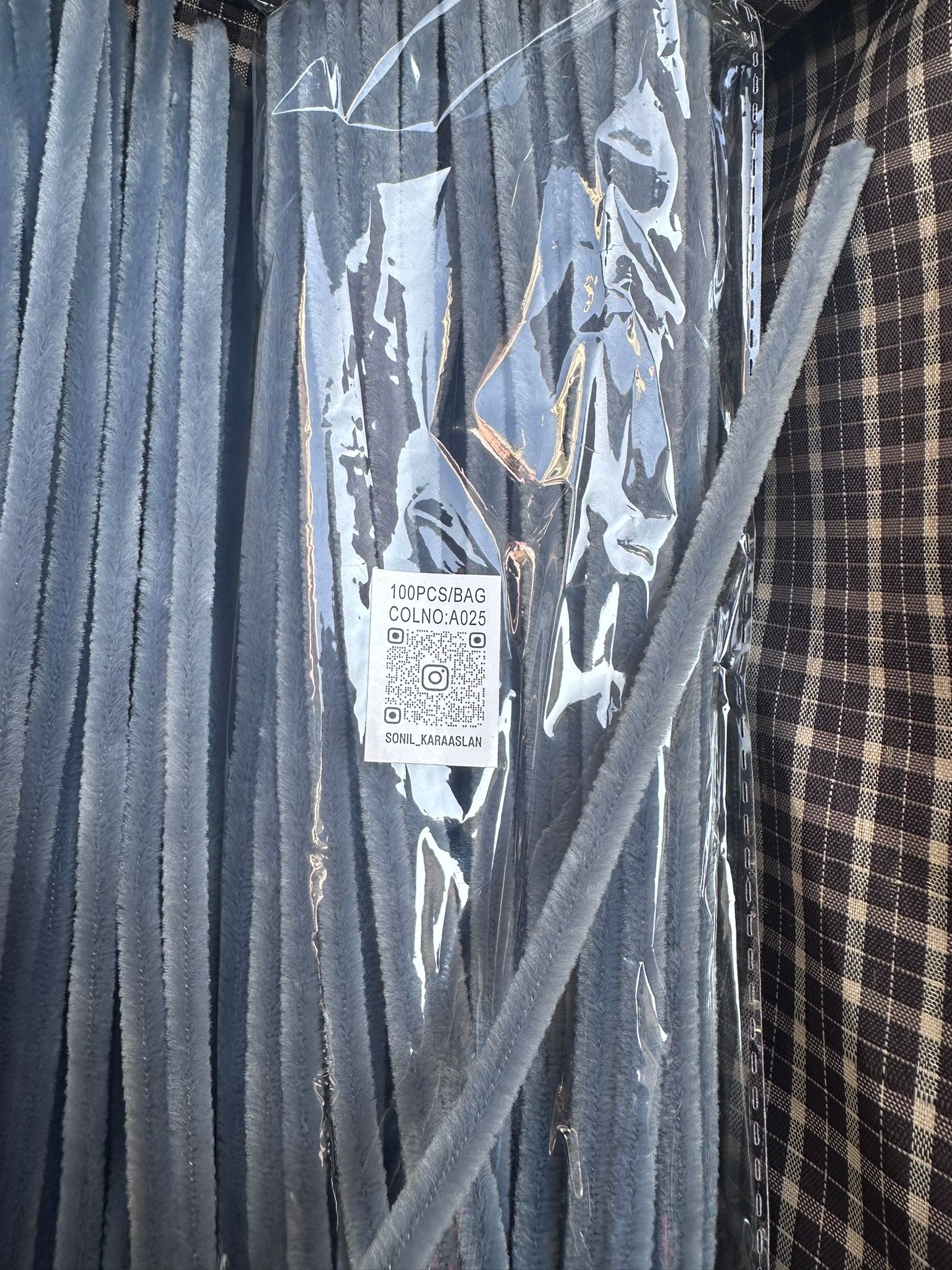 ŞÖNİL 100 LÜ GRİ RENK KOD A025 30 CM -🛍️ YOĞUN TÜYLÜ HOBİ ÇUBUĞU TEL EL İŞİ 100 LÜ PAKET💐