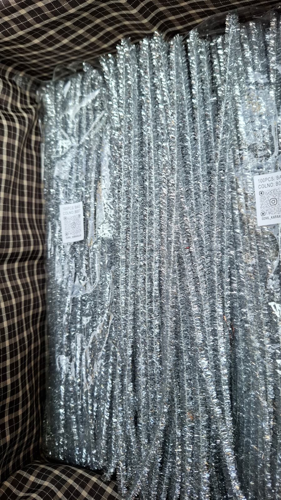 Gümüş Simli Renk Şönil RENK KOD B007 🌸Tel, El İşi, DIY Çiçek Yapım Teli, 1 Paket 100 Adet, - 30 Cm