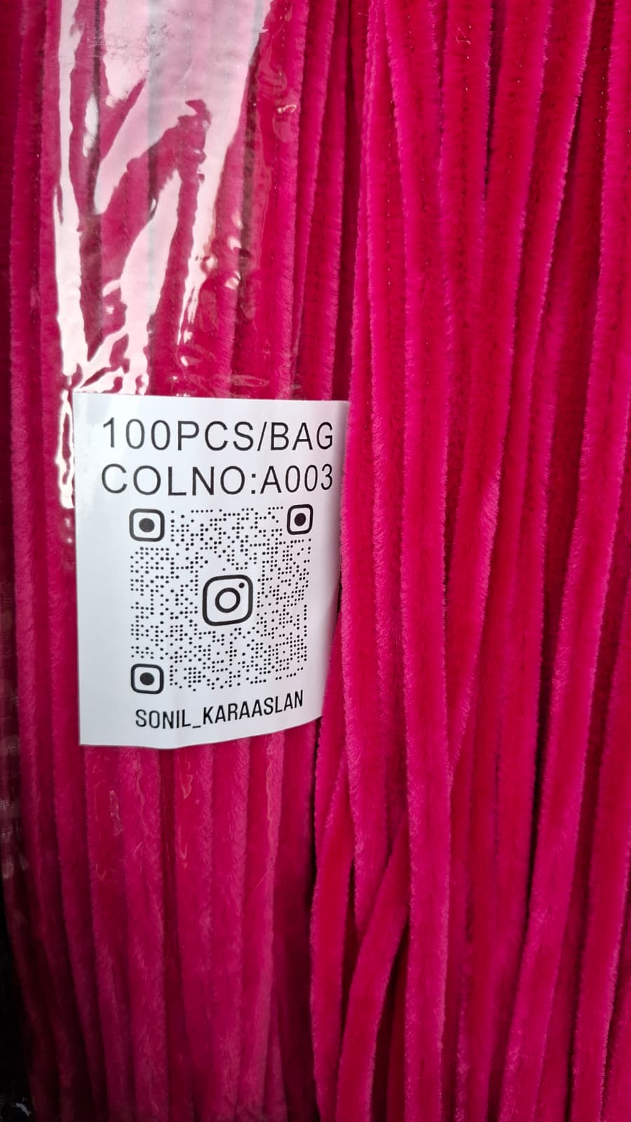 RENK KOD A003 ŞÖNİL 100 LÜ KOYU PEMBE 30 CM -🛍️ YOĞUN TÜYLÜ HOBİ ÇUBUĞU TEL EL İŞİ 100 LÜ PAKET💐