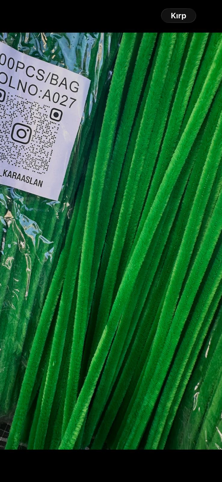 ŞÖNİL 100 LÜ YEŞİL RENK KOD A027 30 CM -🛍️ YOĞUN TÜYLÜ HOBİ ÇUBUĞU TEL EL İŞİ 100 LÜ PAKET💐