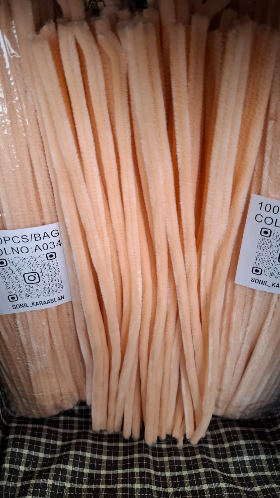 ŞÖNİL 100 LÜ SOMON RENK KOD A034 30 CM -🛍️ YOĞUN TÜYLÜ HOBİ ÇUBUĞU TEL EL İŞİ 100 LÜ PAKET💐