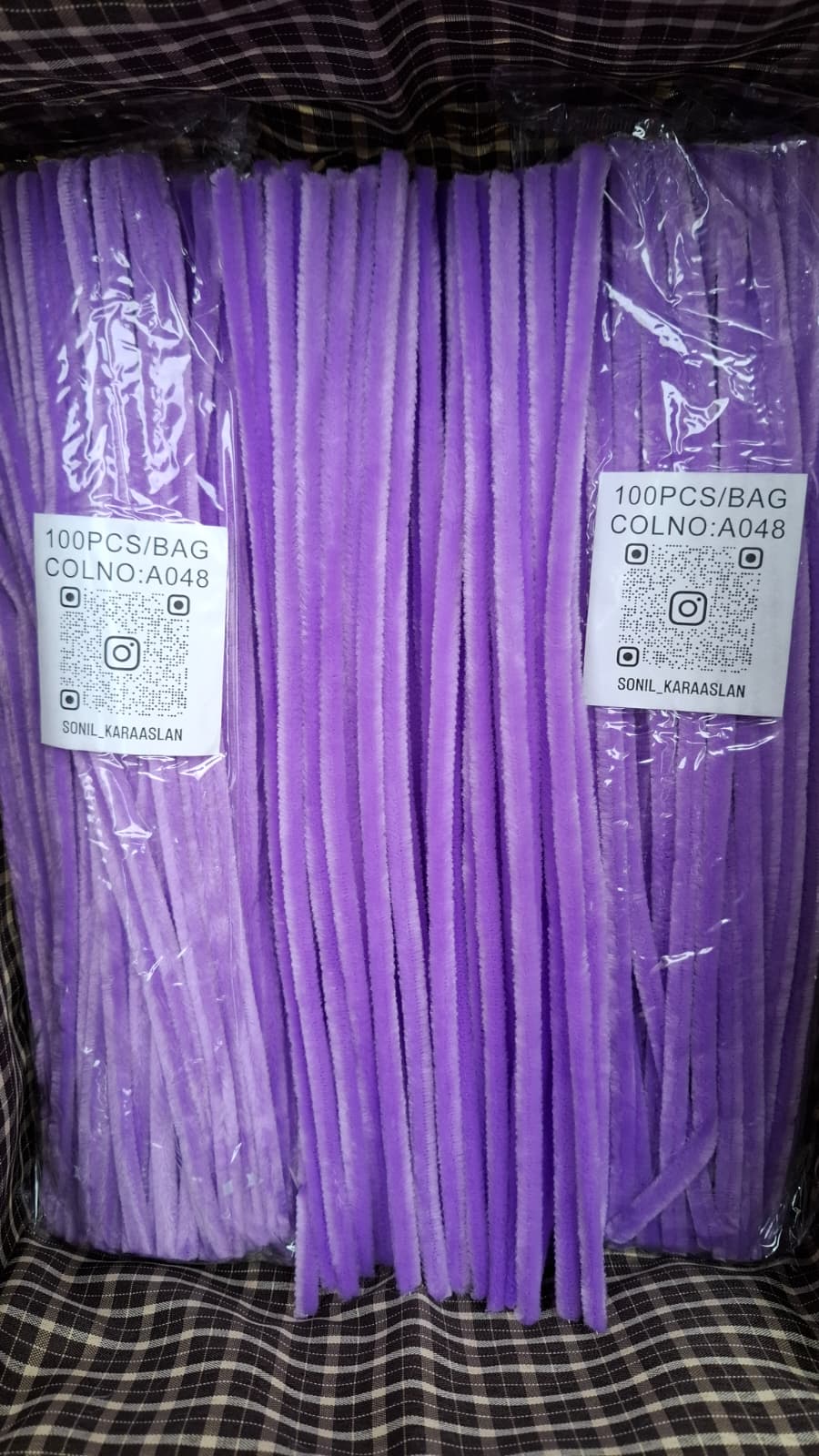 ŞÖNİL 100 LÜ LİLA RENK KOD A048 30 CM -🛍️ YOĞUN TÜYLÜ HOBİ ÇUBUĞU TEL EL İŞİ 100 LÜ PAKET💐